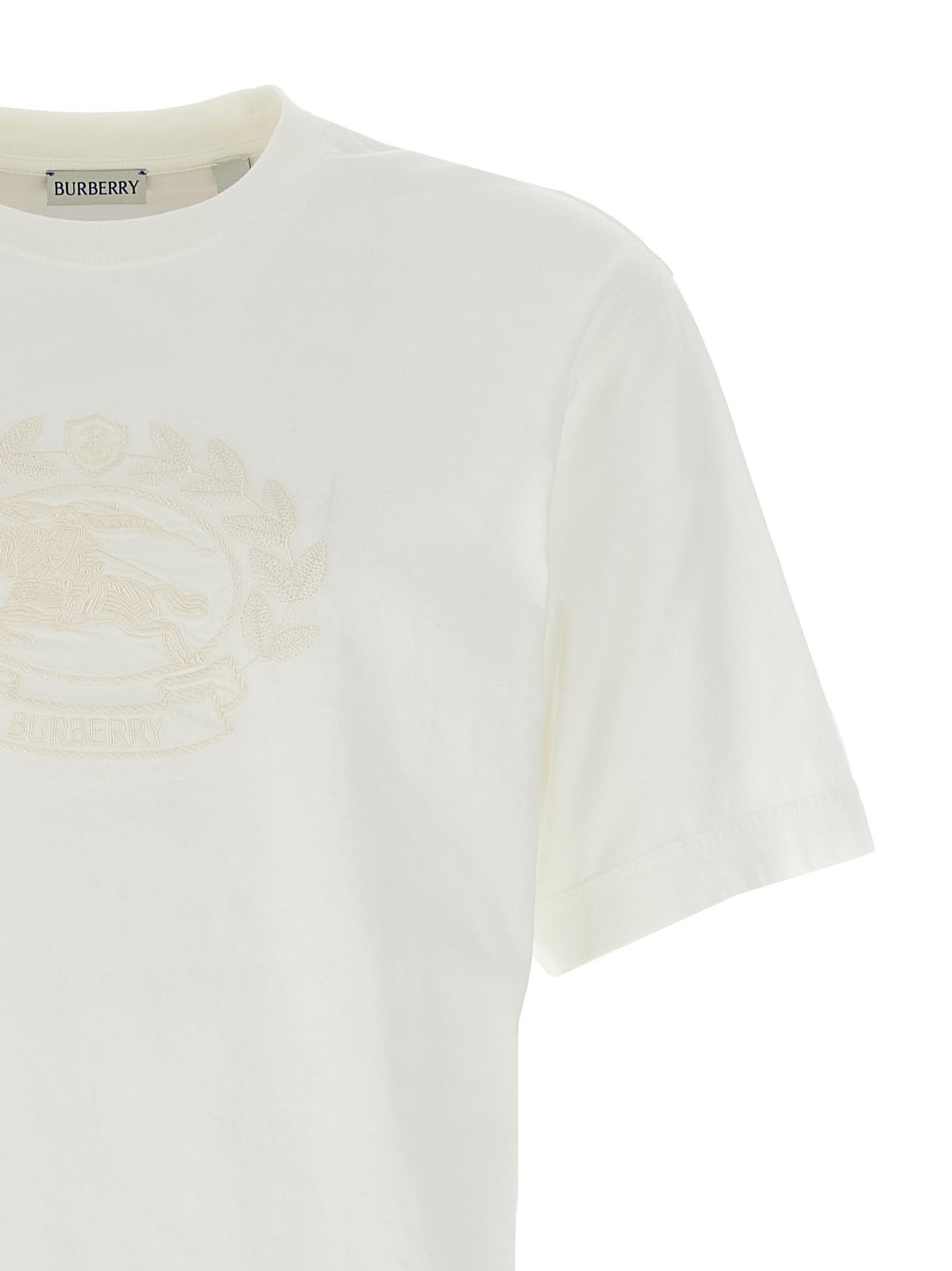 Shop Burberry Logo Embroidery T-shirt In White