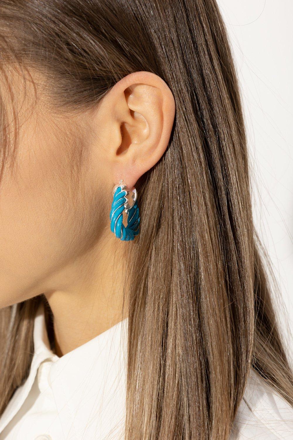 Shop Bottega Veneta Triangular Earrings In Clear Blue