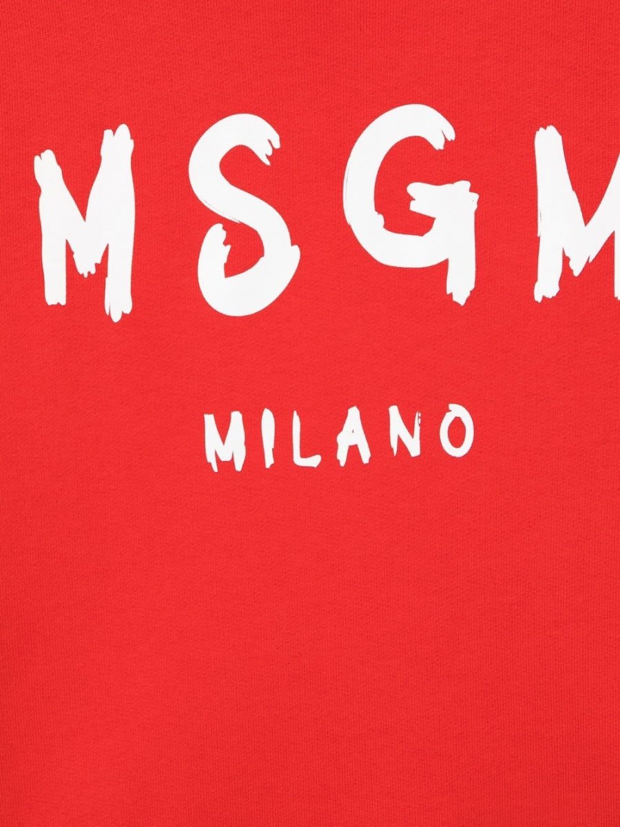 Shop Msgm Sweatshirt Over Crew Neck And Logo In Red