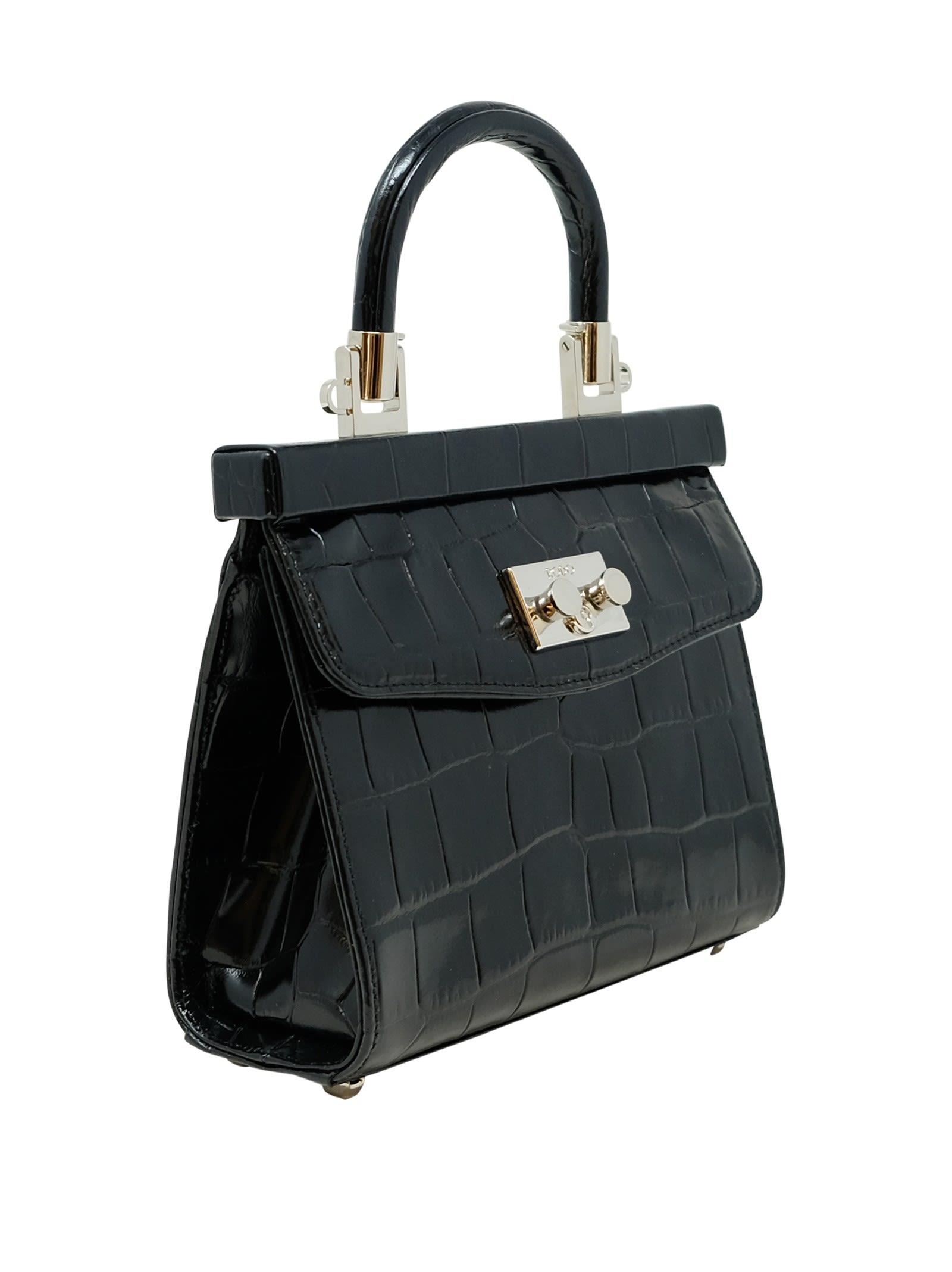 Shop Rodo Black Croco Leather Paris Handbag