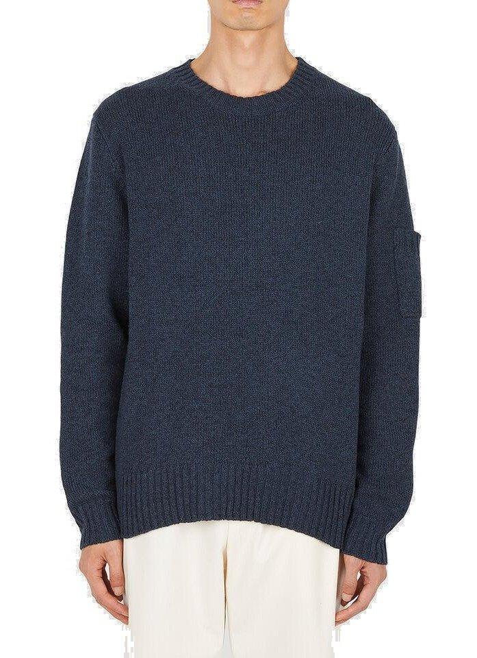 Shop Jil Sander Long-sleeved Crewneck Knitted Jumper In Blu Scuro