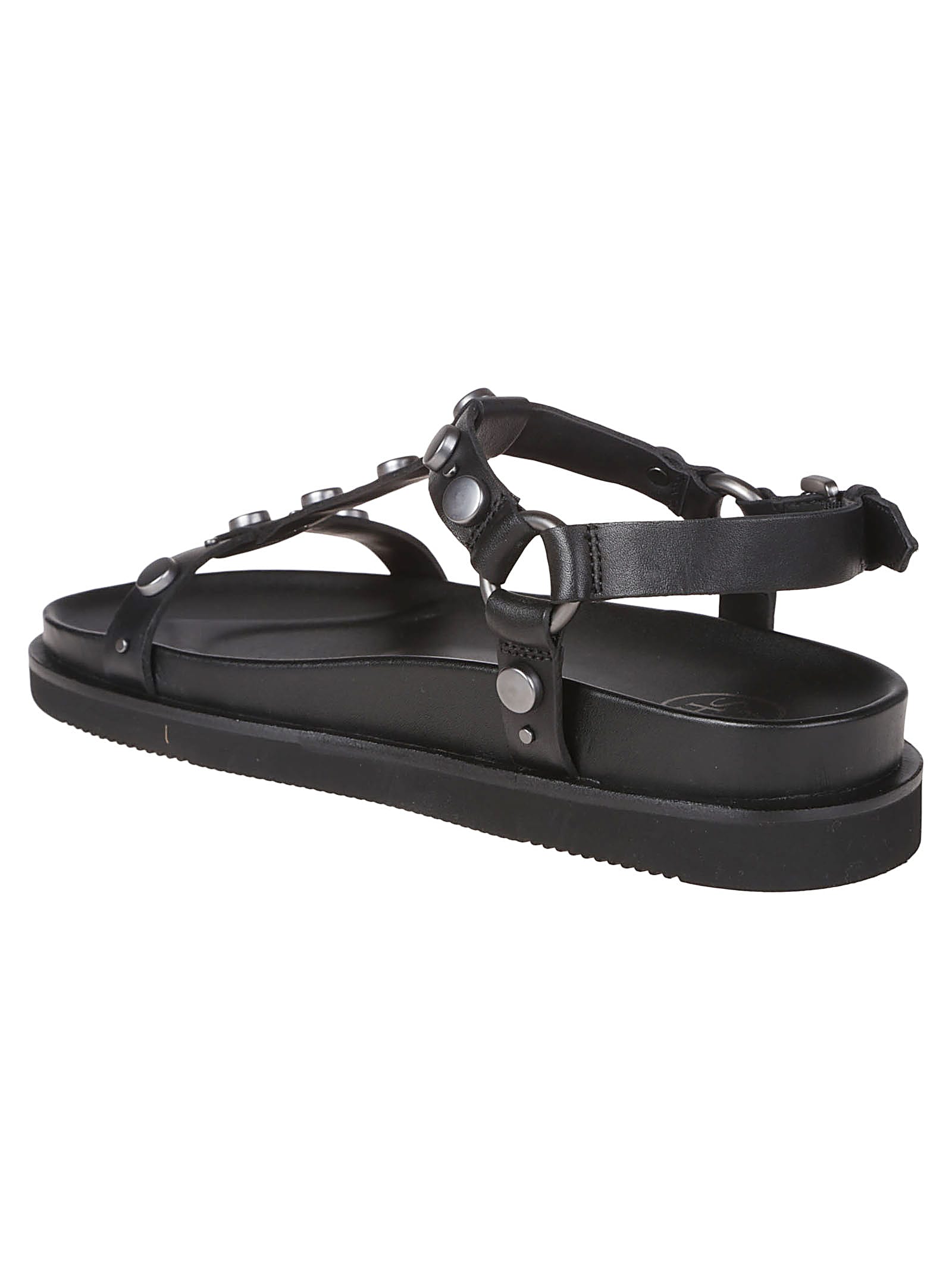 Ash Studded Open Toe Lace-up Rubber Sole In Black