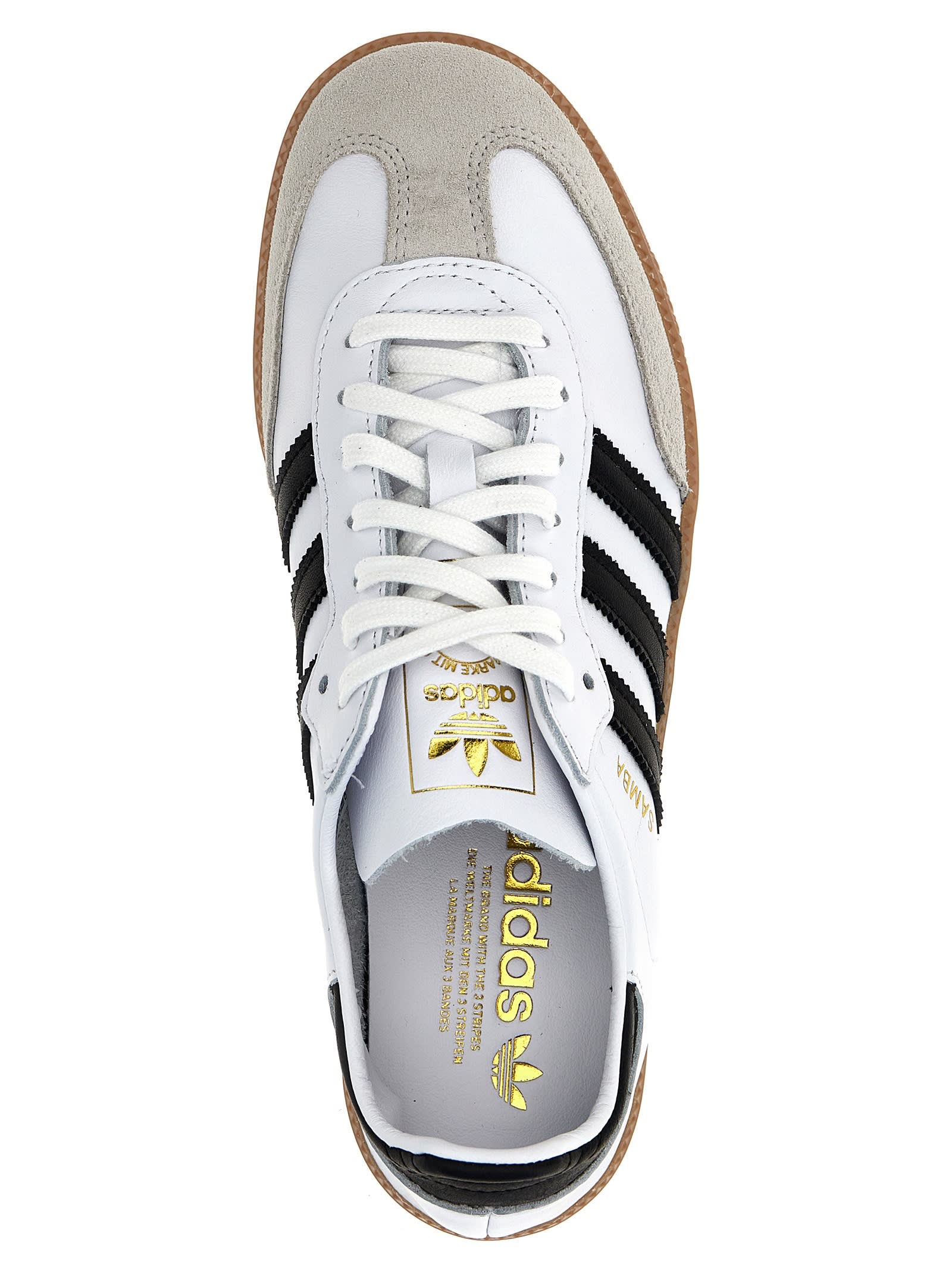 Adidas Originals Adidas Men's White Core Black Gold Me Sambae Suede And Leather Low-top Trainers In White