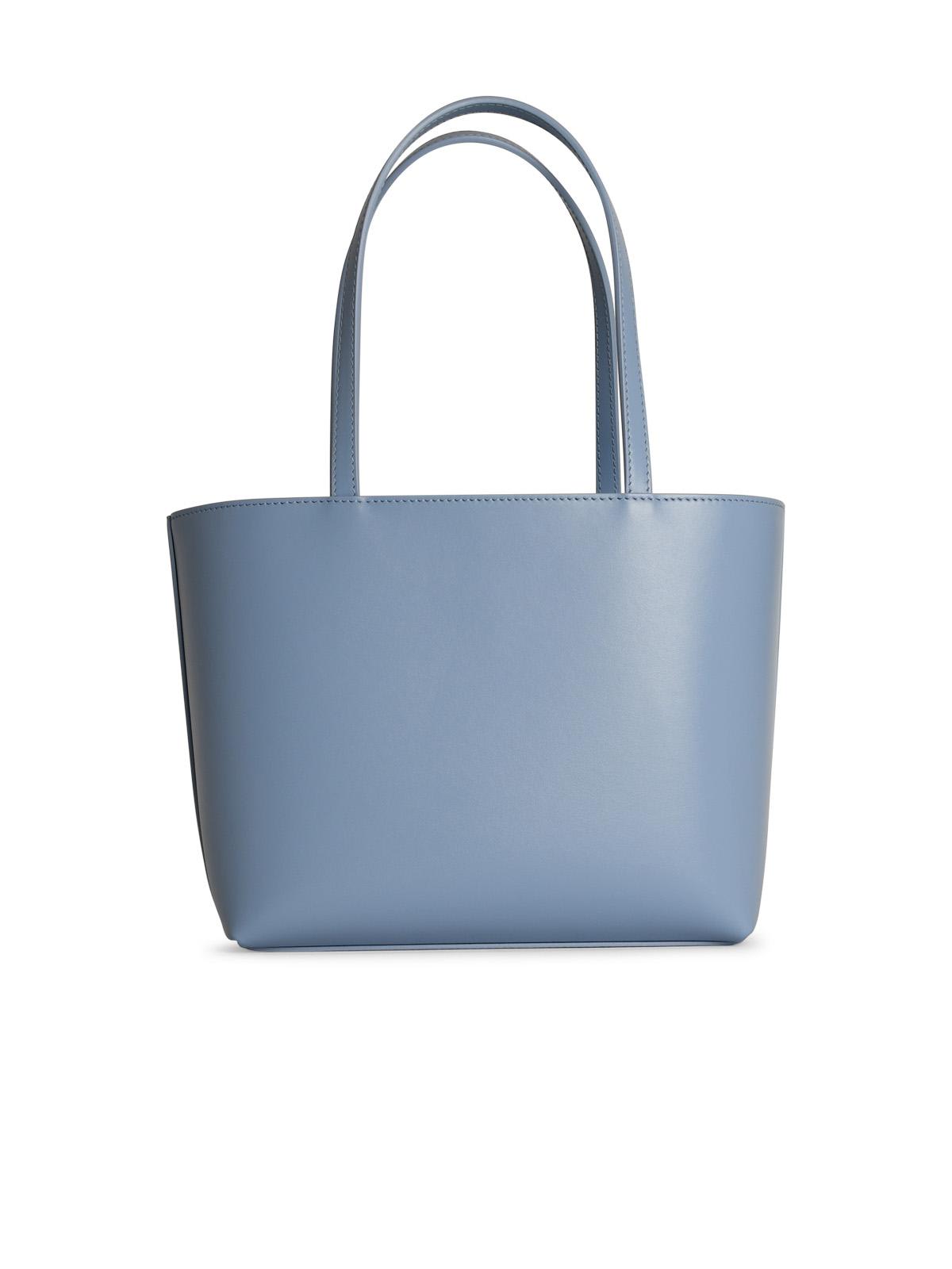 Shop Dolce & Gabbana Shopping Light Blue Leather Bag In Clear Blue