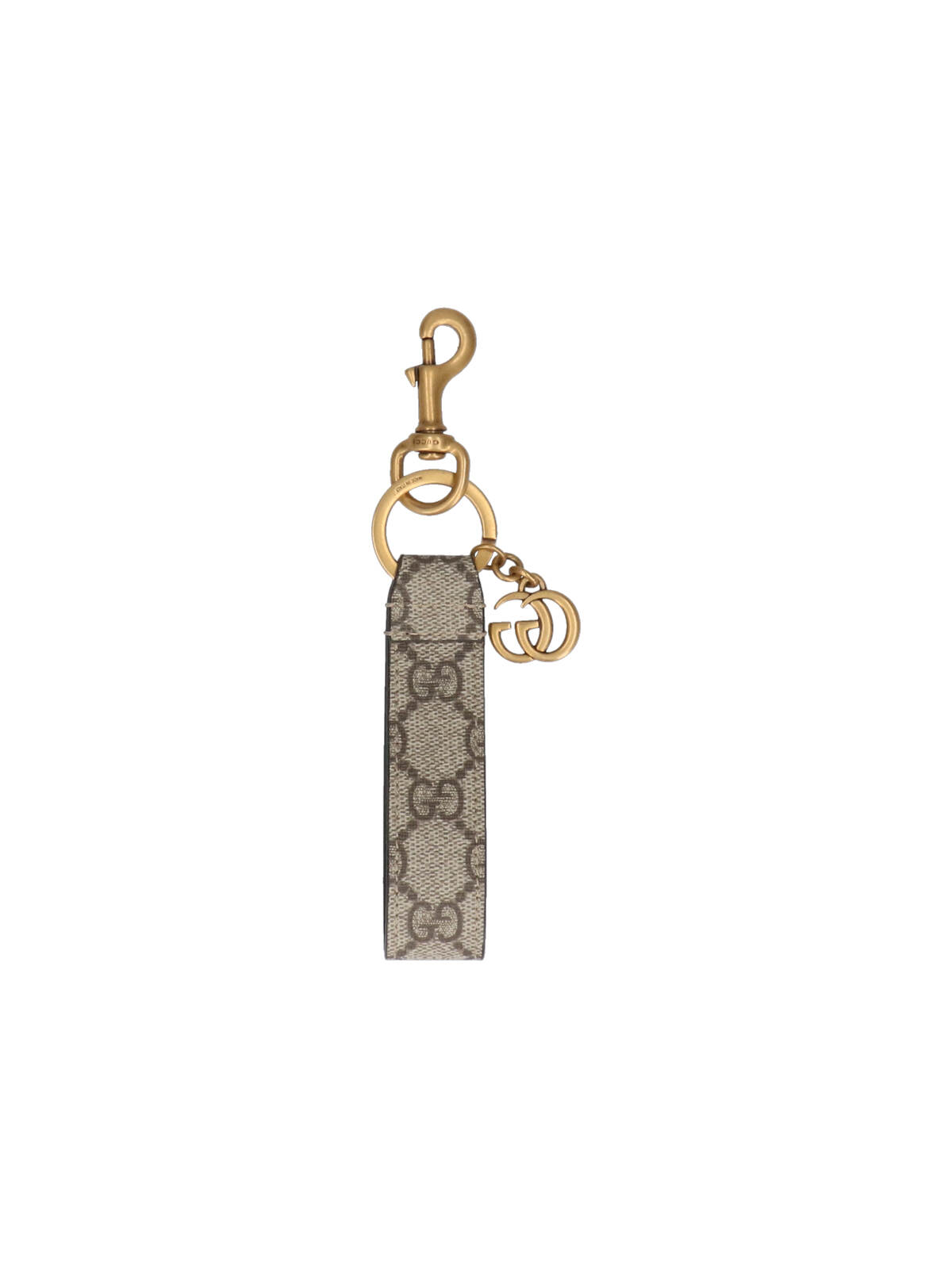 Gucci Ophidia Keychain In Gg Supreme Fabric Beige Men In Gold
