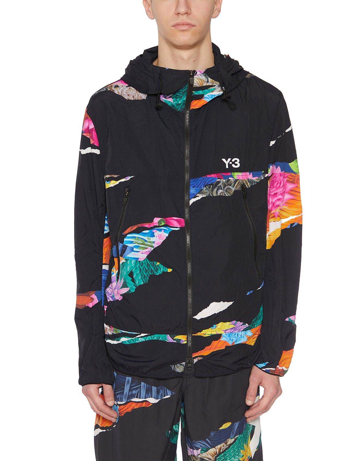 Y-3 Ch2 Allover Graphic Printed Zipped Hooded Jacket