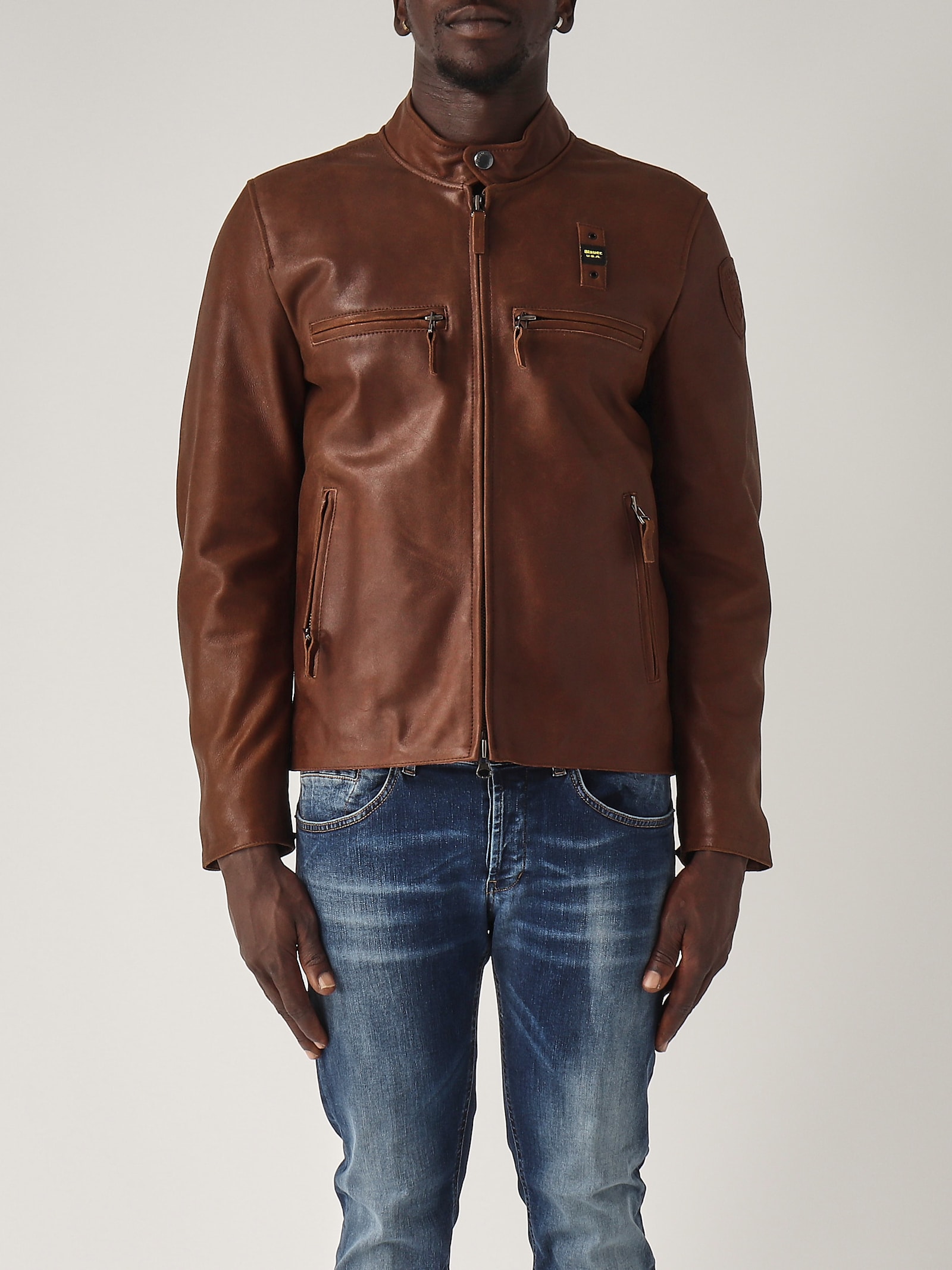 Blauer Giubbotto Uomo Carlos In Pelle Jacket In Brown