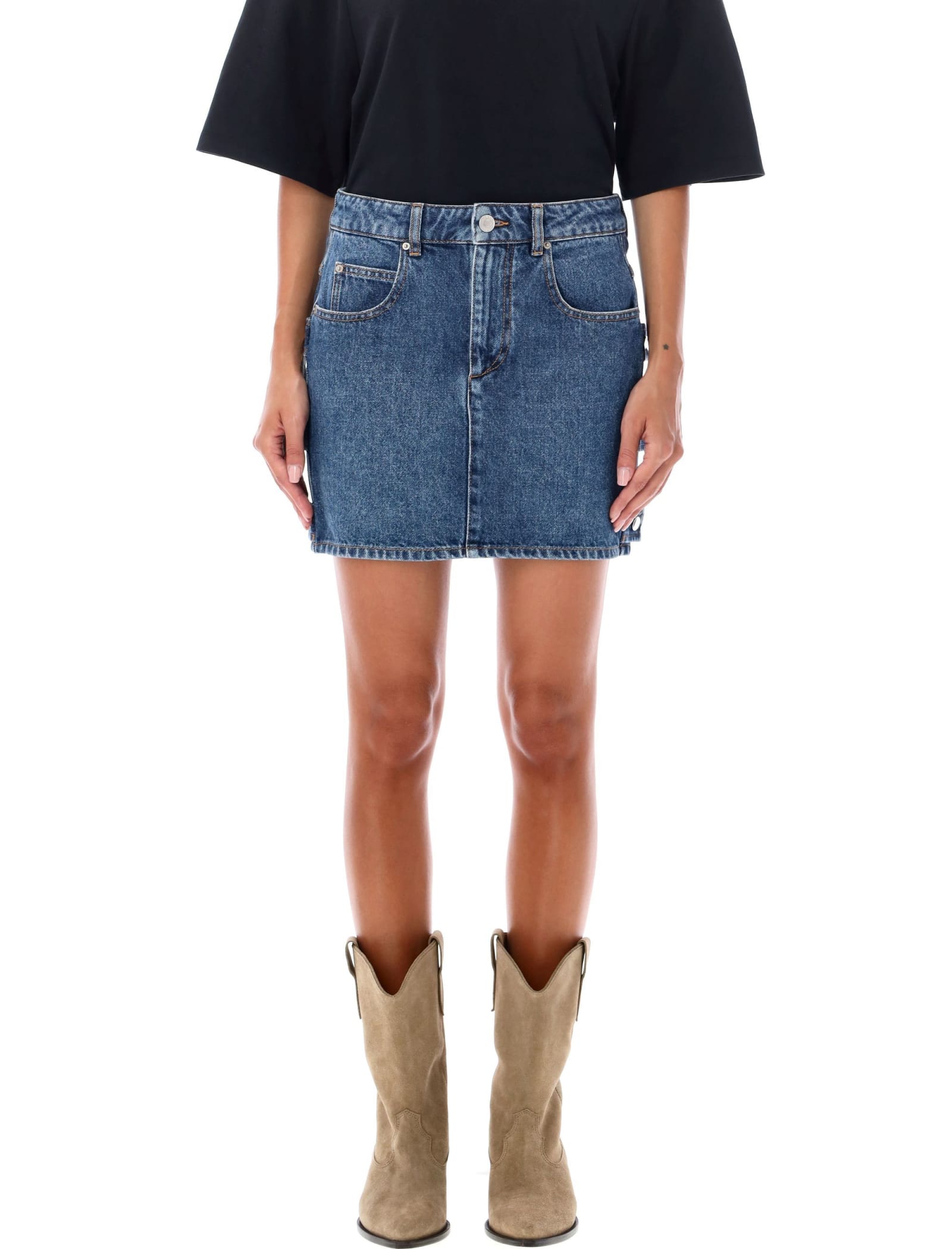 Shop Marant Etoile Stessy Mini Skirt In Blue