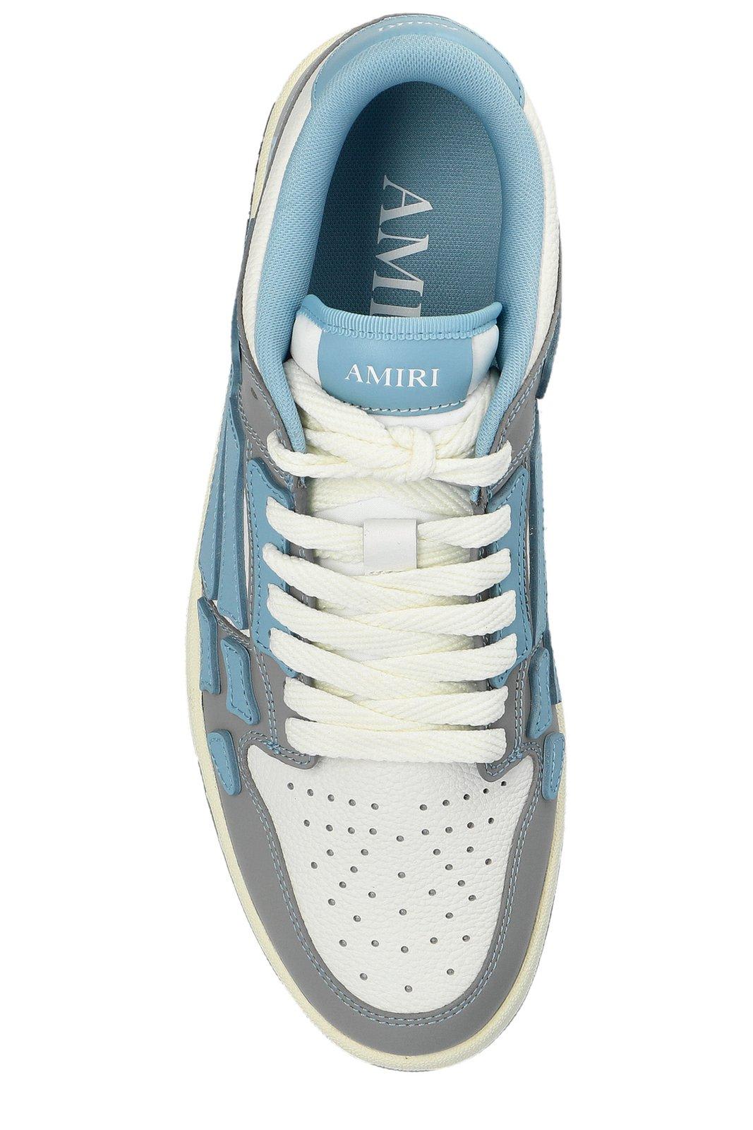 Amiri Varsity Skel Top Low Sneakers Ocean Sky In Denim