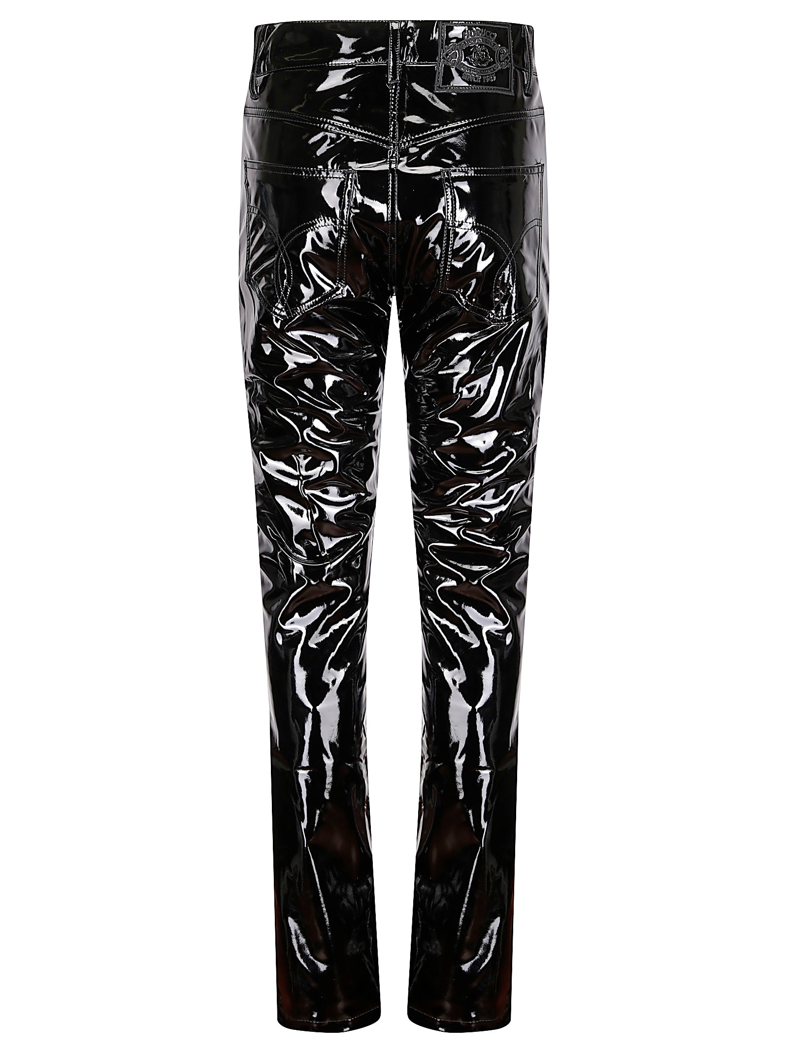 Fiorucci Womens Stretch Vinyl Straight Fit Trousers In Black