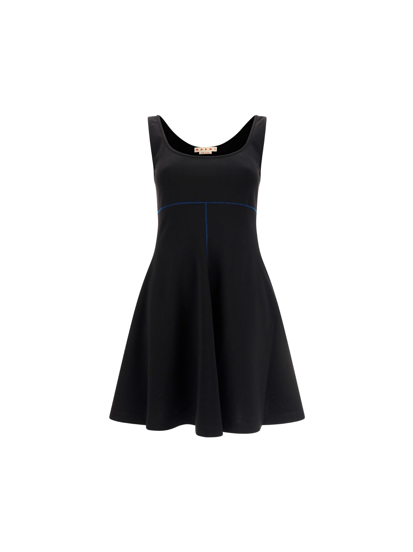 Marni Flared Stretch-jersey Mini Dress In Black