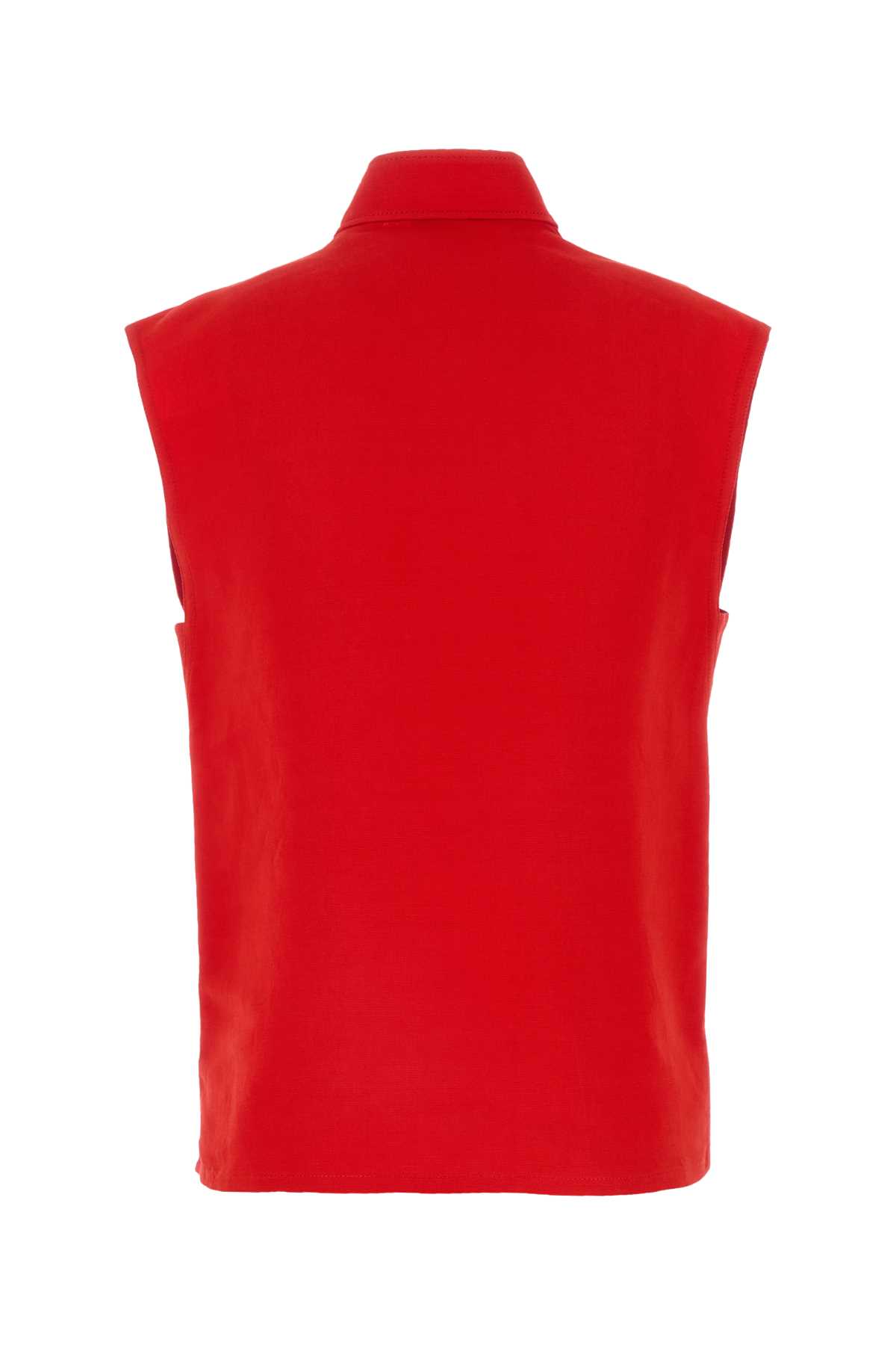 Shop Burberry Red Canvas Vest In Rhubarb