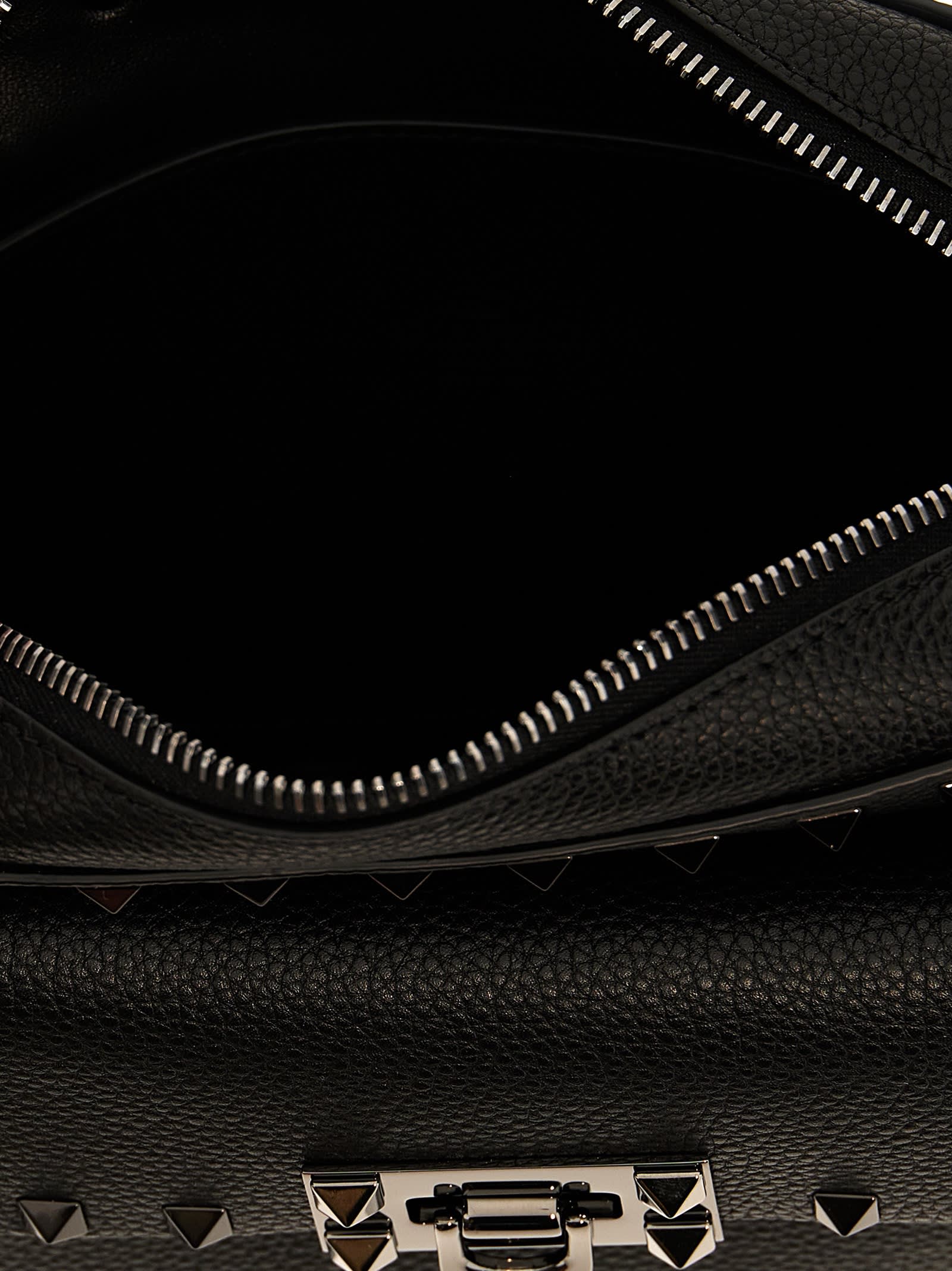 Shop Valentino Garavani Rockstud Shoulder Bag In Black