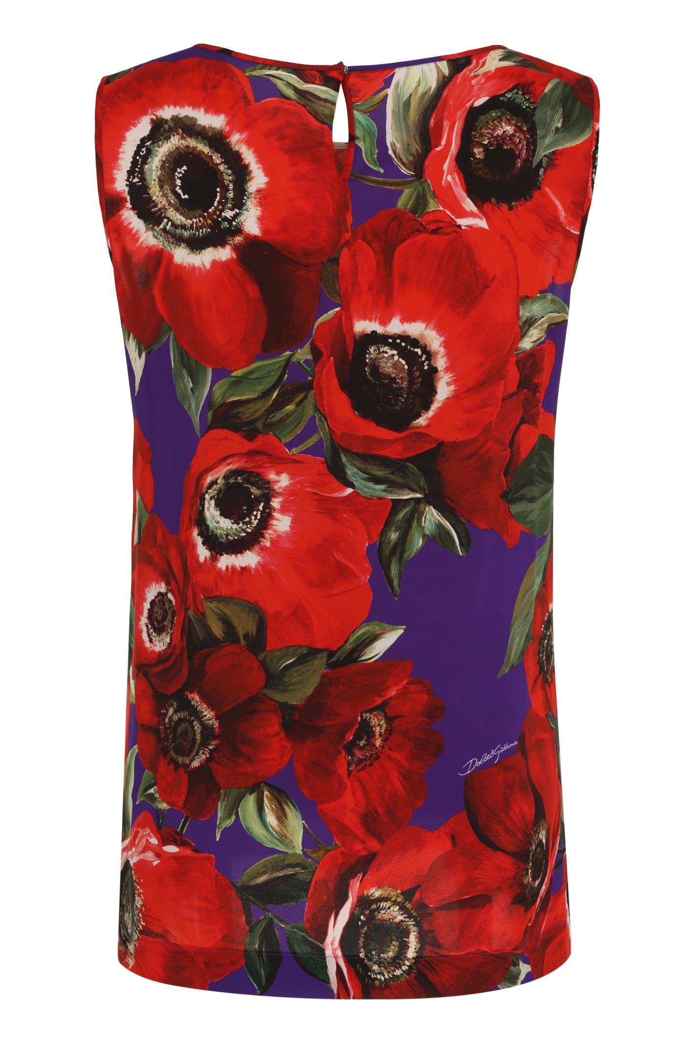 Shop Dolce & Gabbana Printed Silk Top In Red