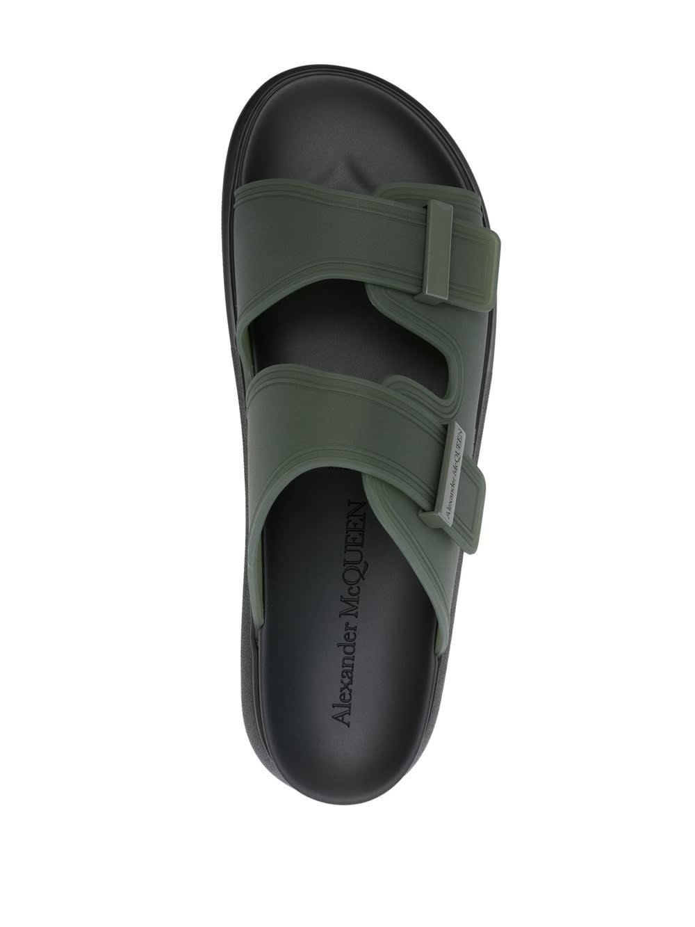 Shop Alexander Mcqueen Military Green Hybrid Sandals