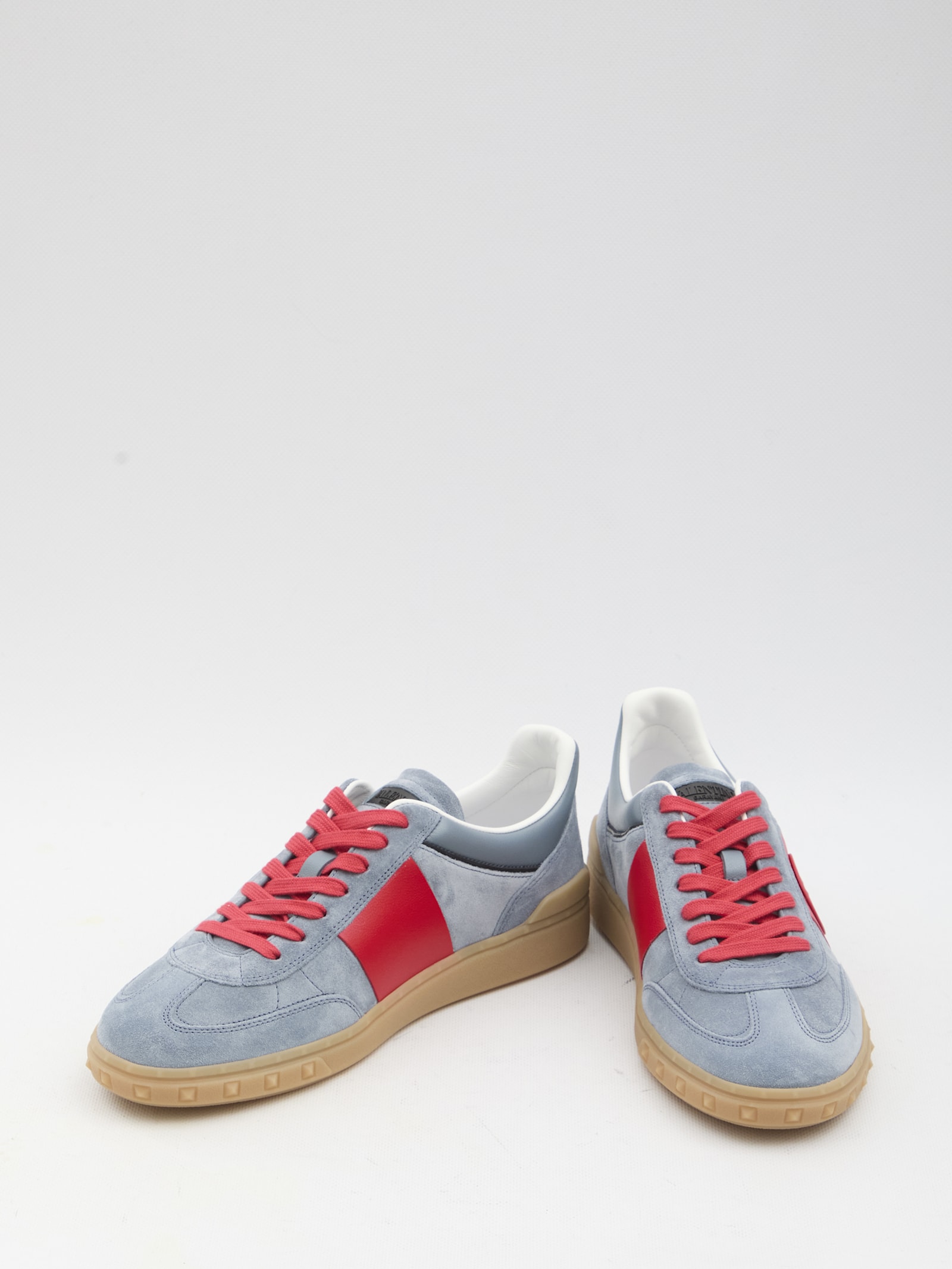 Valentino Garavani Men Upvillage Low Top Sneaker In Split Leather And Calfskin Nappa Leather In Grey