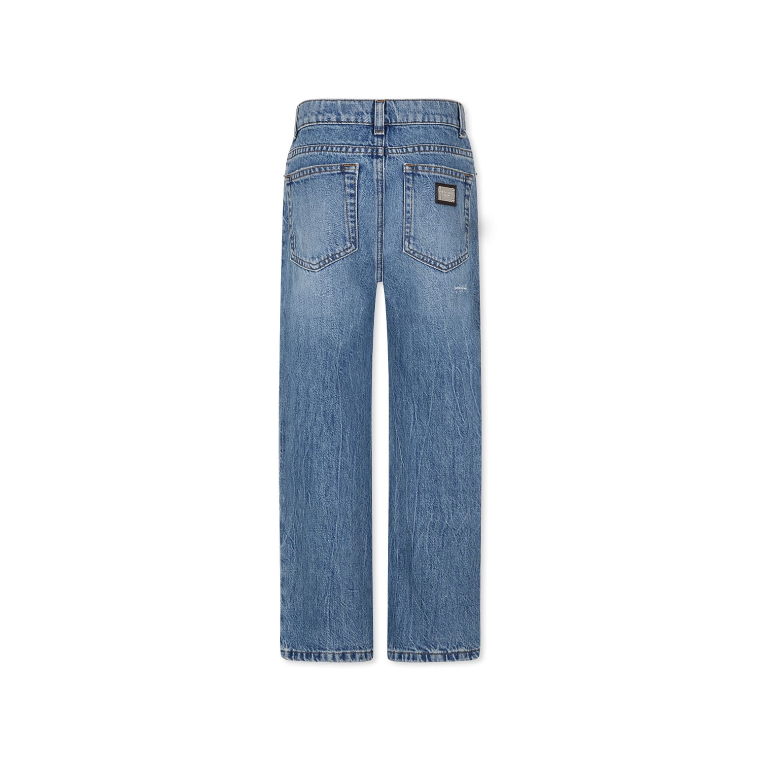 Dolce & Gabbana Blue Jeans For Boy With Logo In Denim