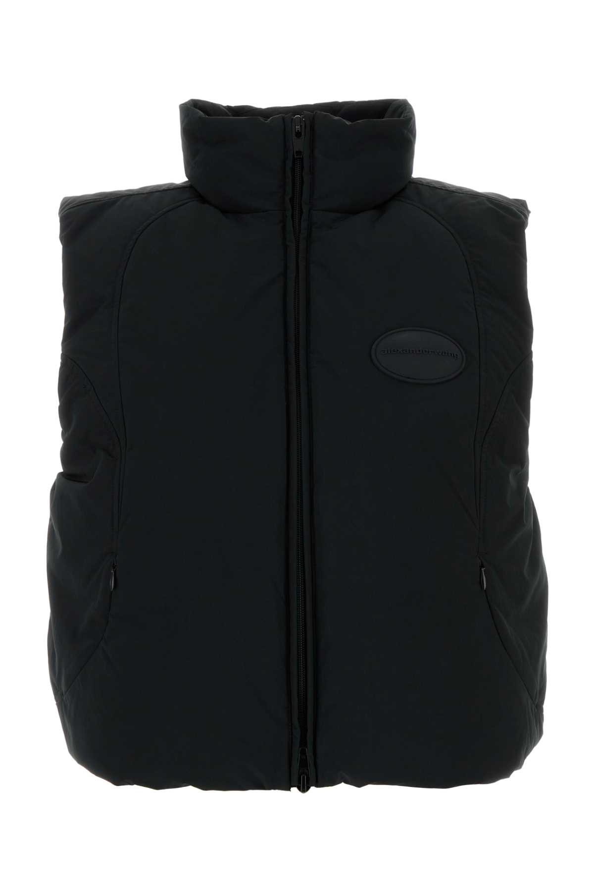 Black Polyester Blend Down Jacket