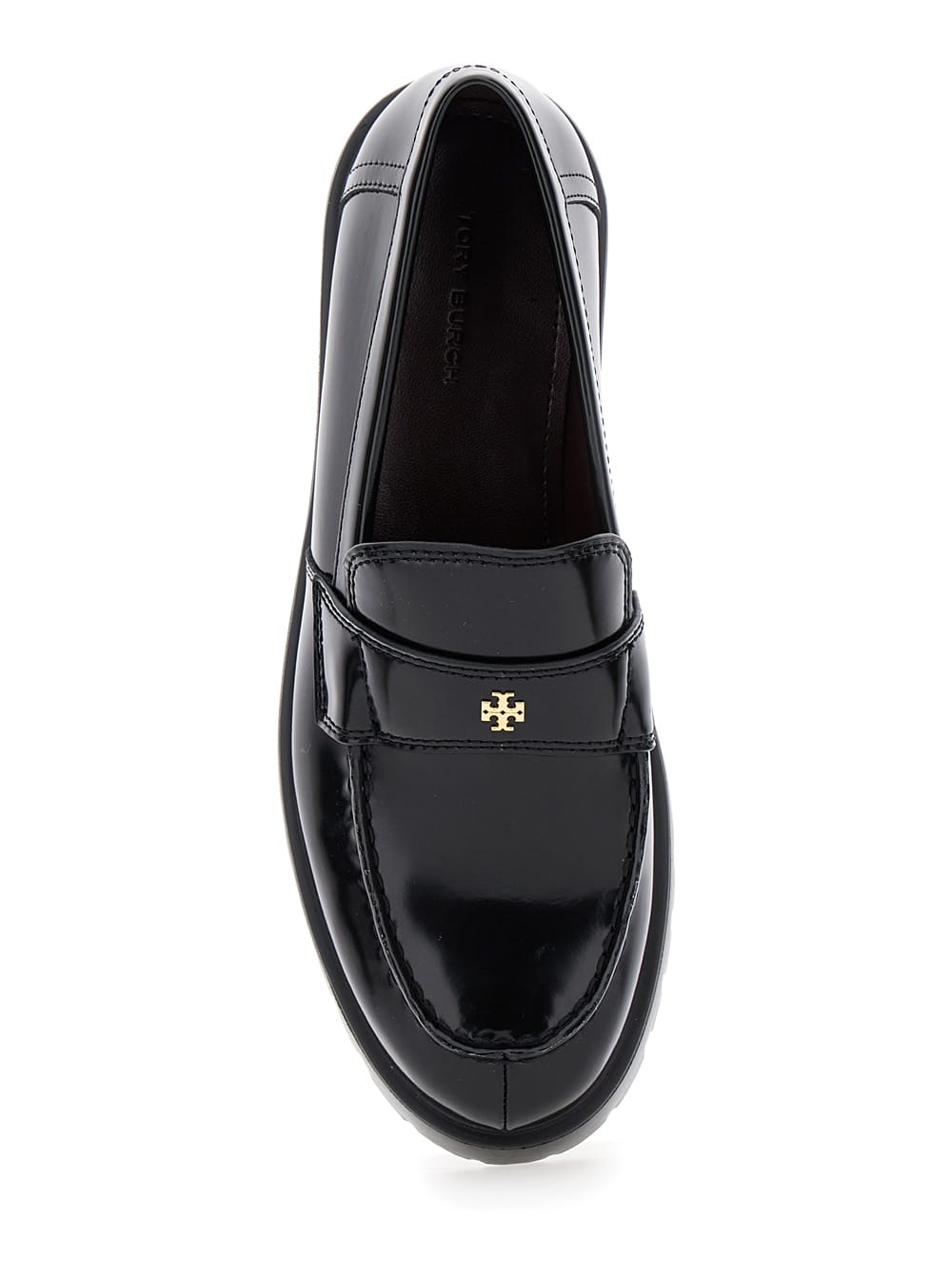 Shop Tory Burch Lug Sole Mocassin In Black