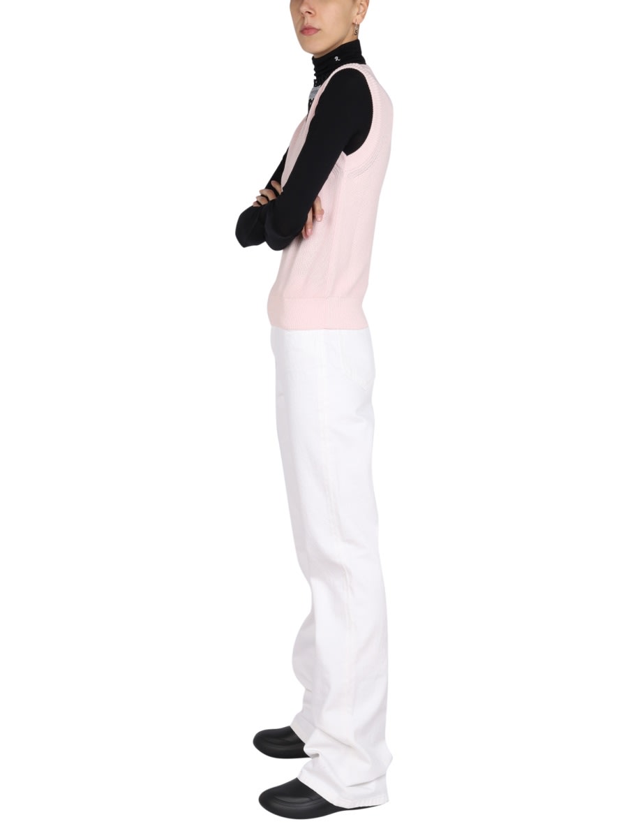 Shop Raf Simons Knitted Vest In Pink