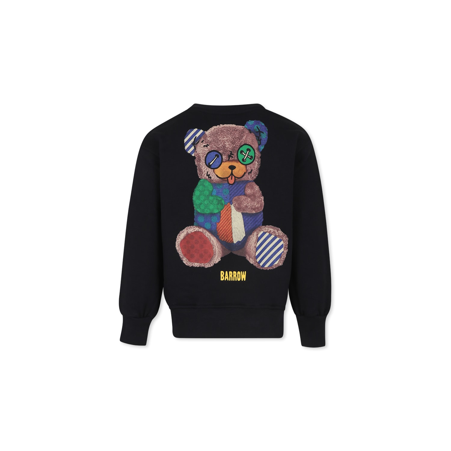 Barrow Black Sweatshirt For Kids With Logo And Bear In Black