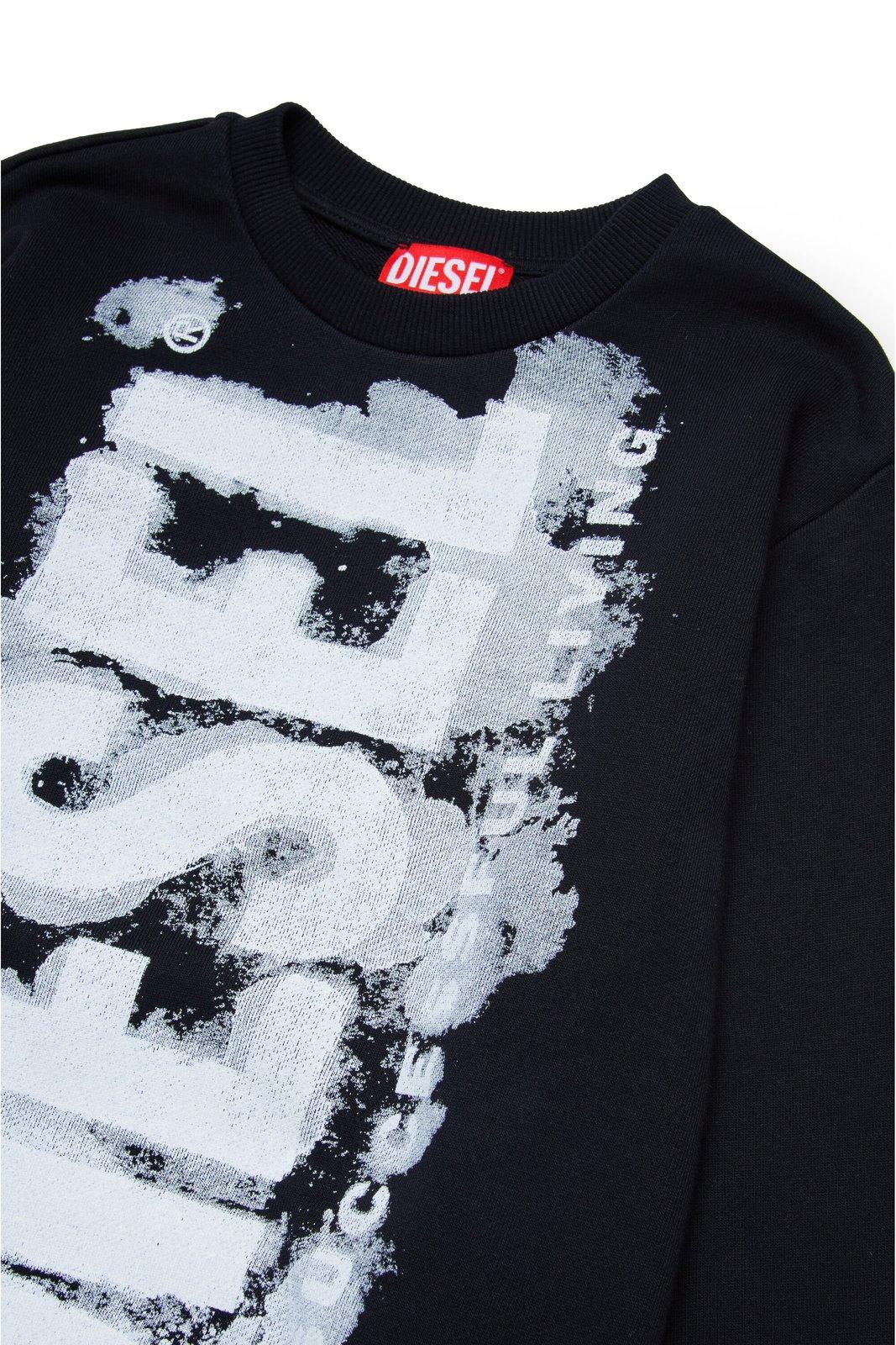 Shop Diesel Sjuste16 Over Logo Printed Sweatshirt In Black