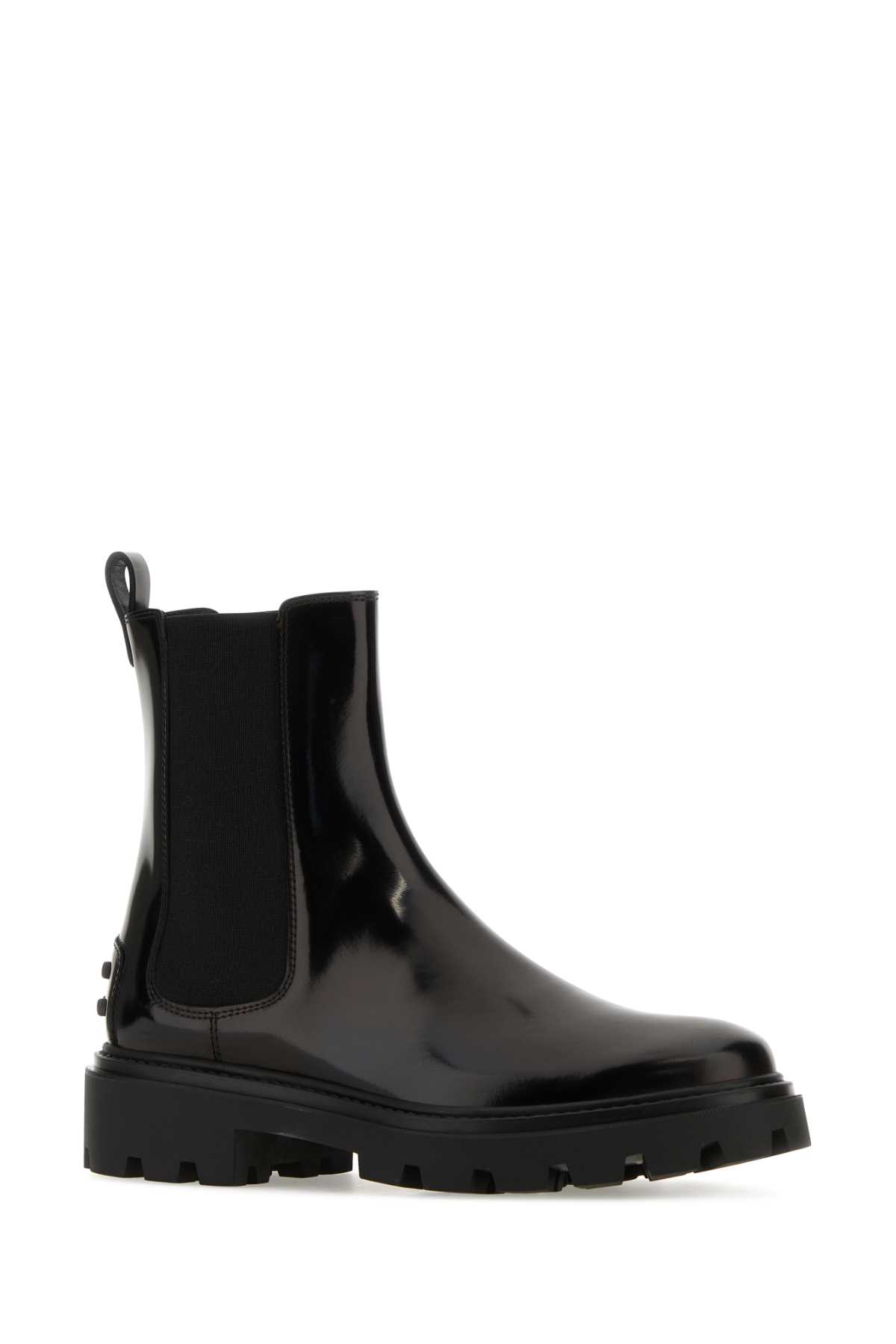 Shop Tod's Black Leather Chelsea Ankle Boots In Nero