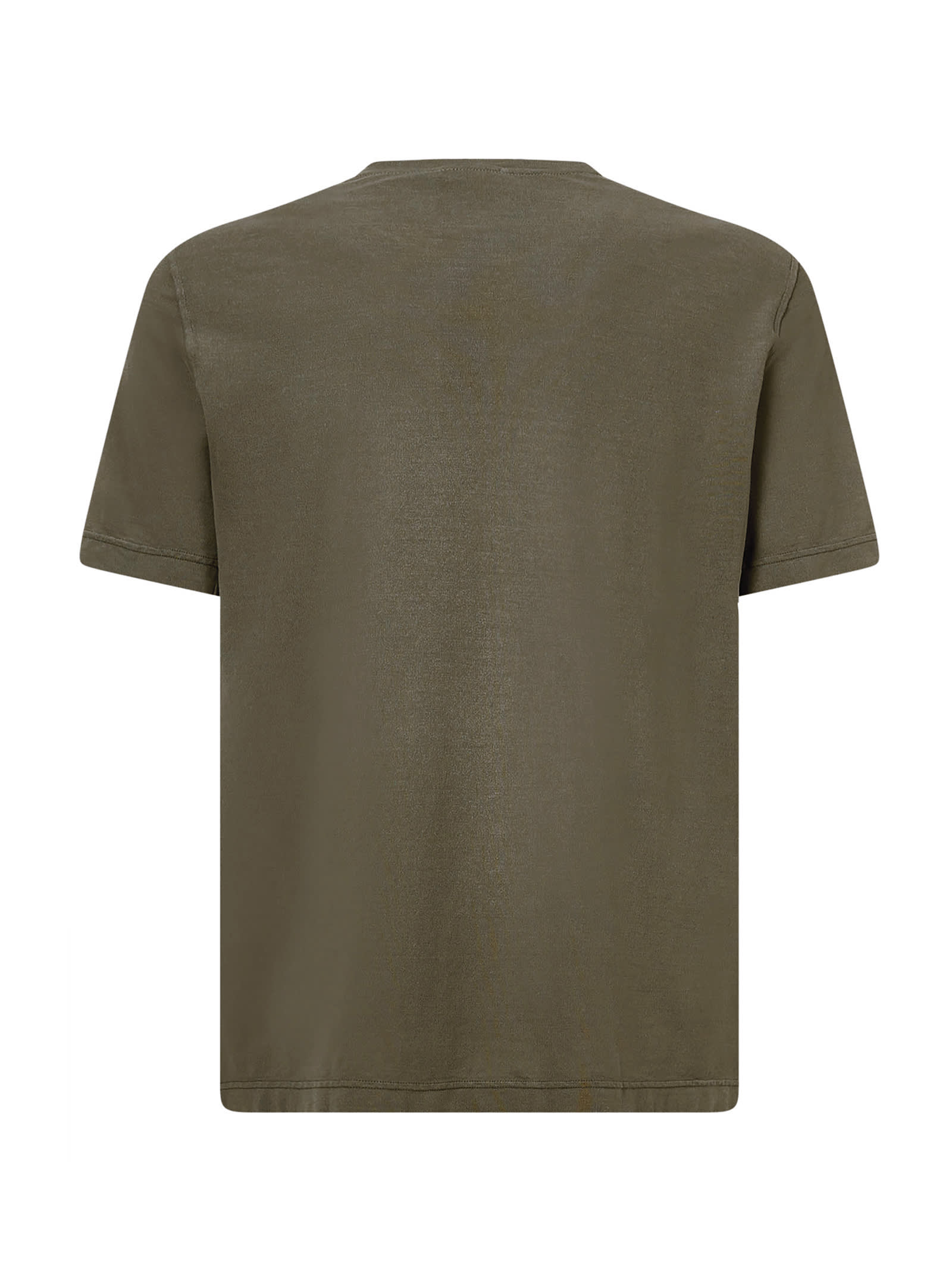 Shop Drumohr Cotton Crew Neck T-shirt In Army Green