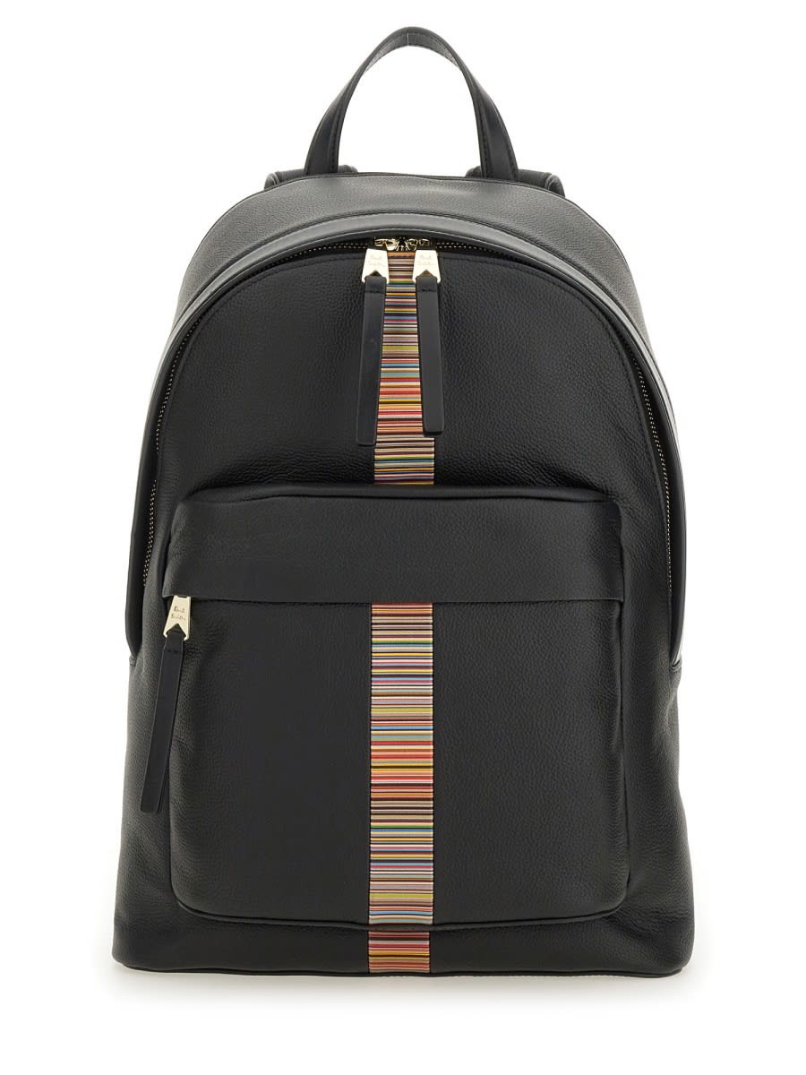 Paul Smith Signature Stripe Backpack In Black