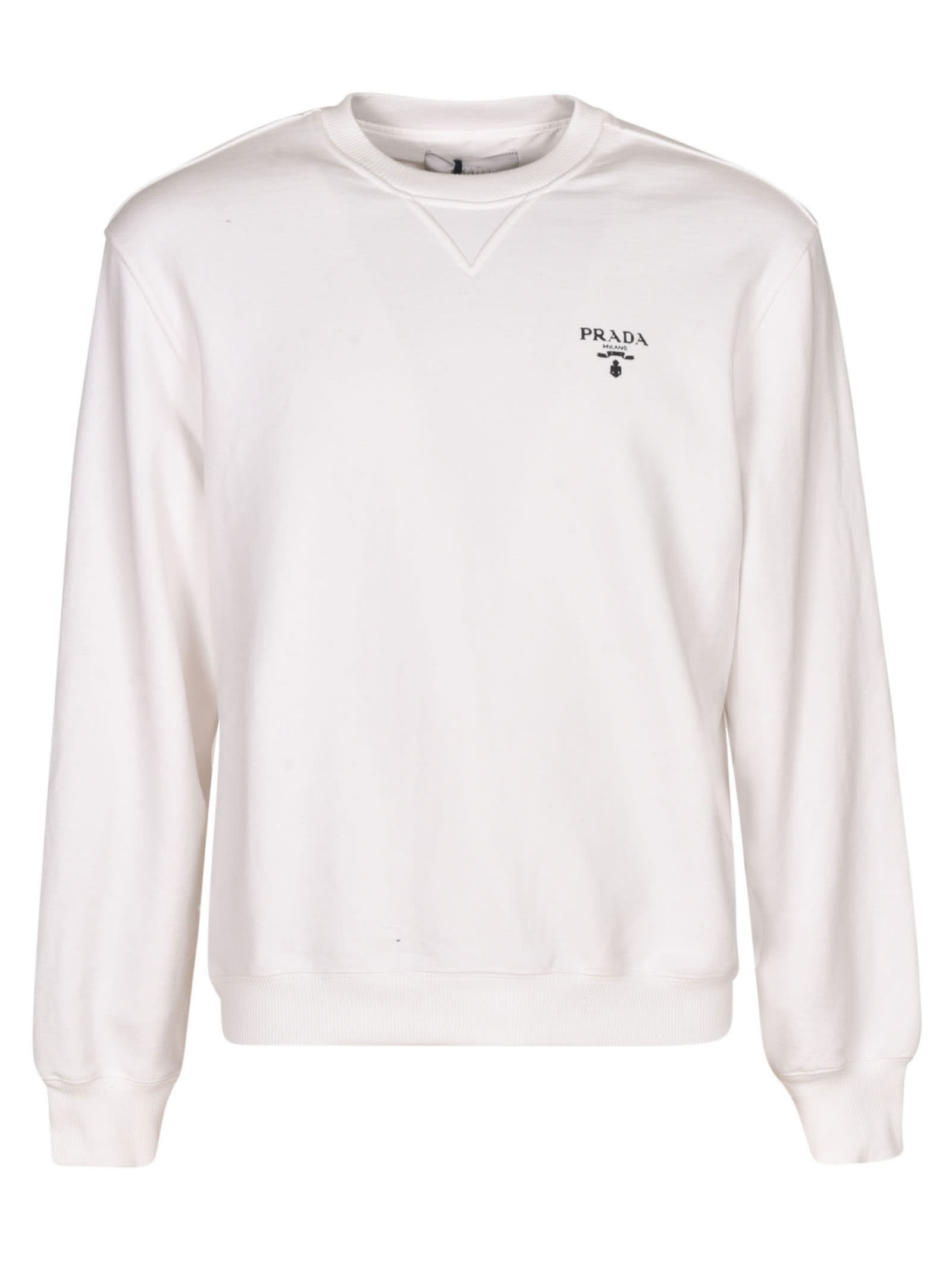 Prada Chest Logo Plain Ribbed Sweatshirt