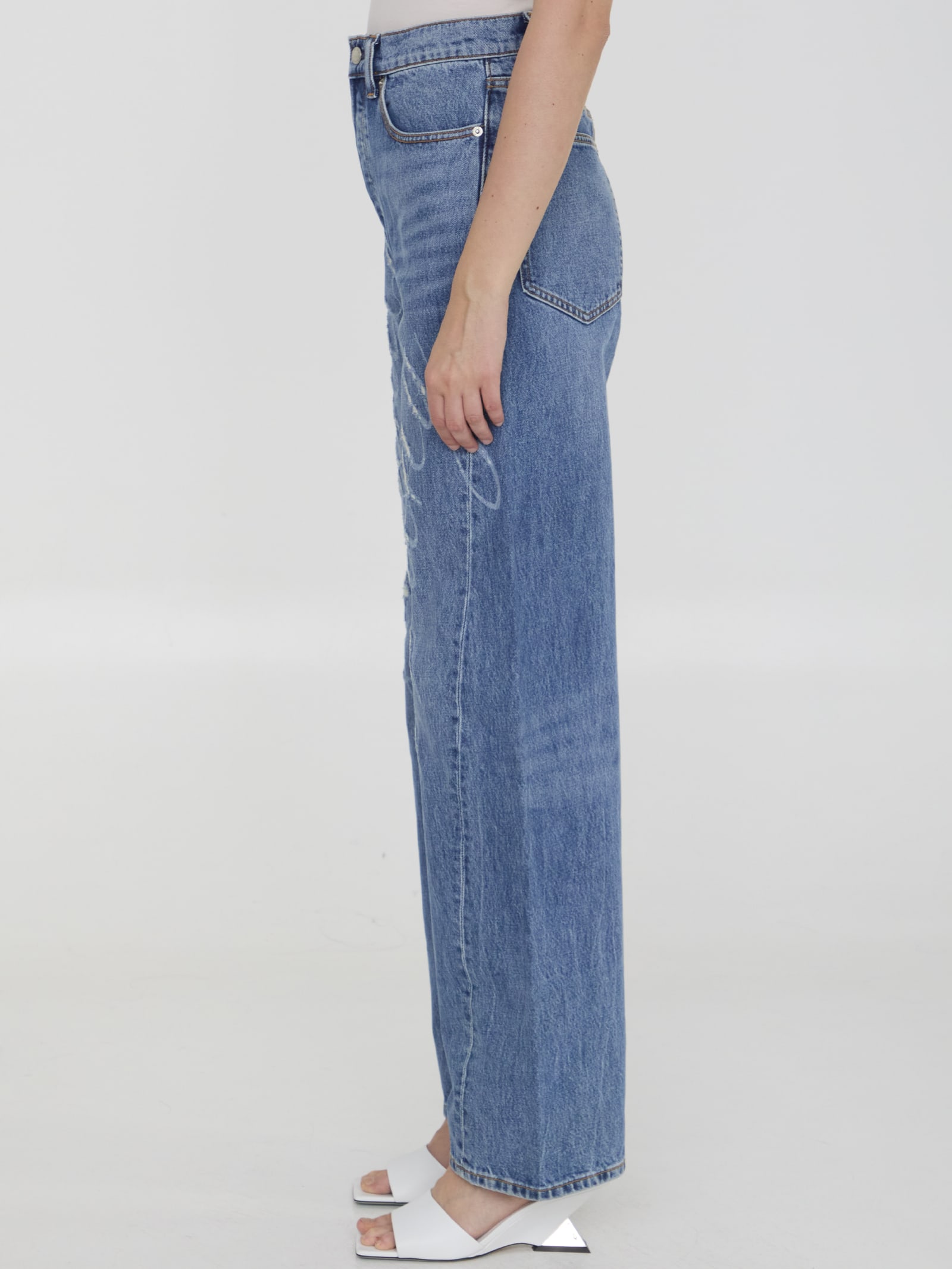 Shop Alexander Wang Laser Logo Jeans In Blue