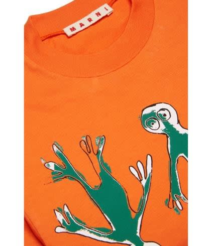 Shop Marni T-shirt Con Stampa In Orange