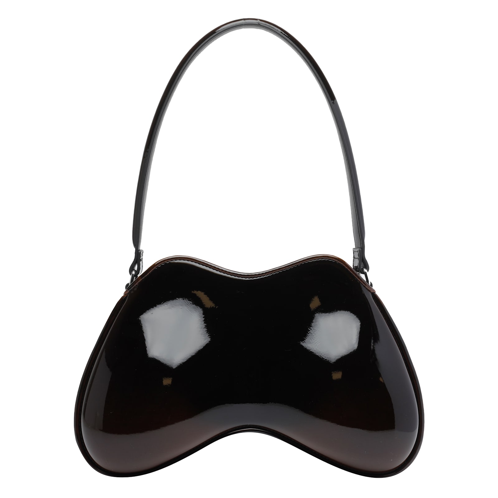Diesel Double-d Bag In Black Patent Leather In Brown