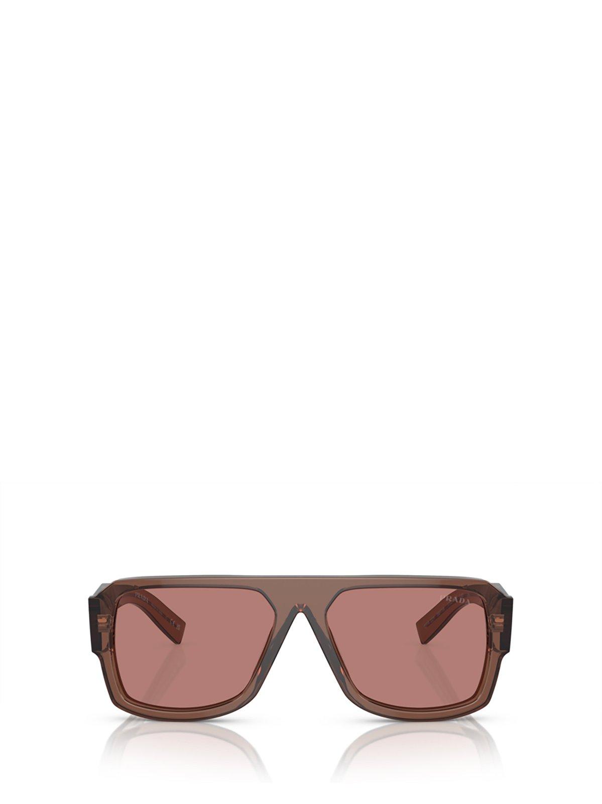 Prada Rectangular Frame Sunglasses Sunglasses In 17o60b Transparent Brown