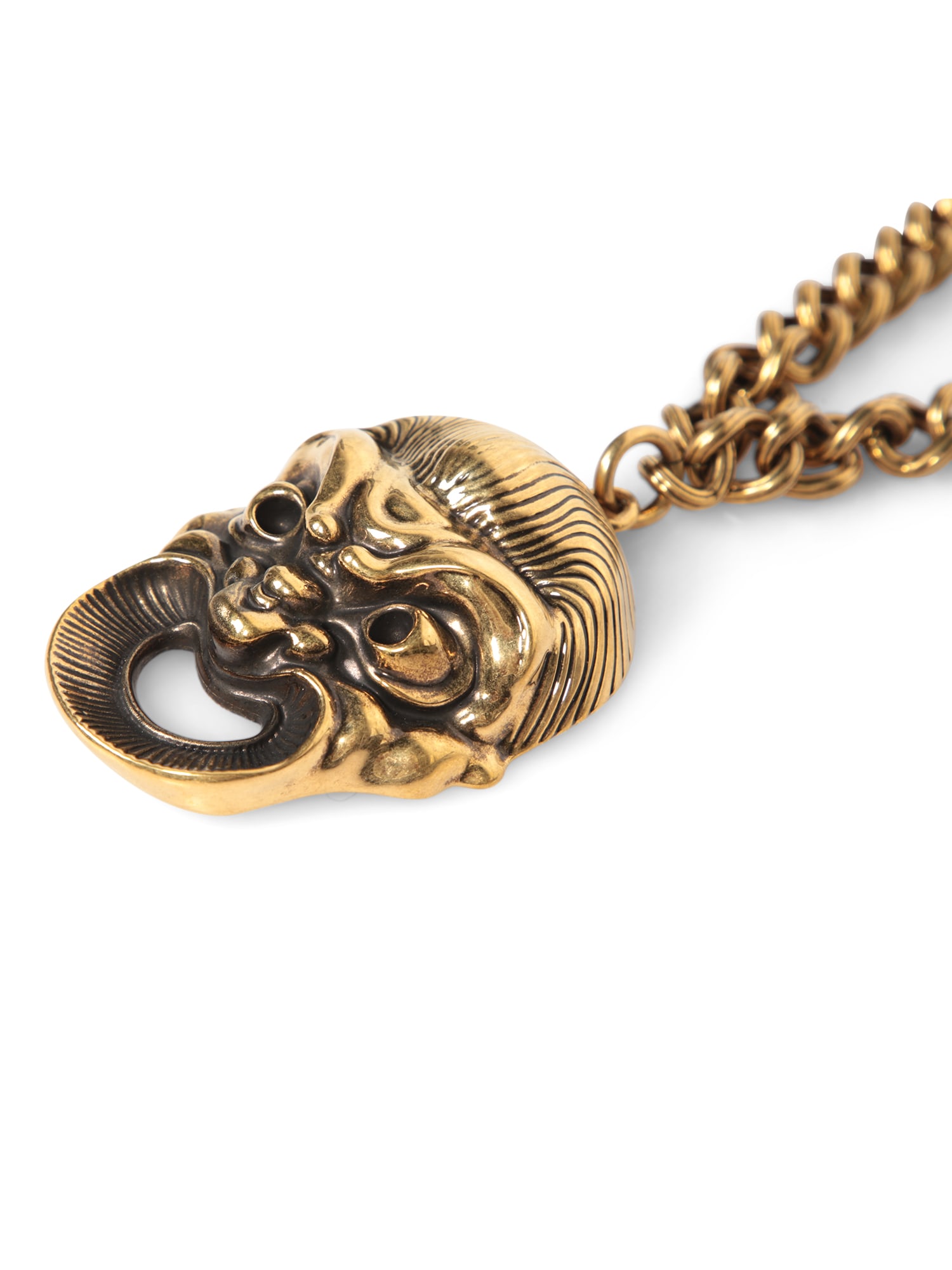 Shop Etro Gold Theater Mask Necklace In Metallic