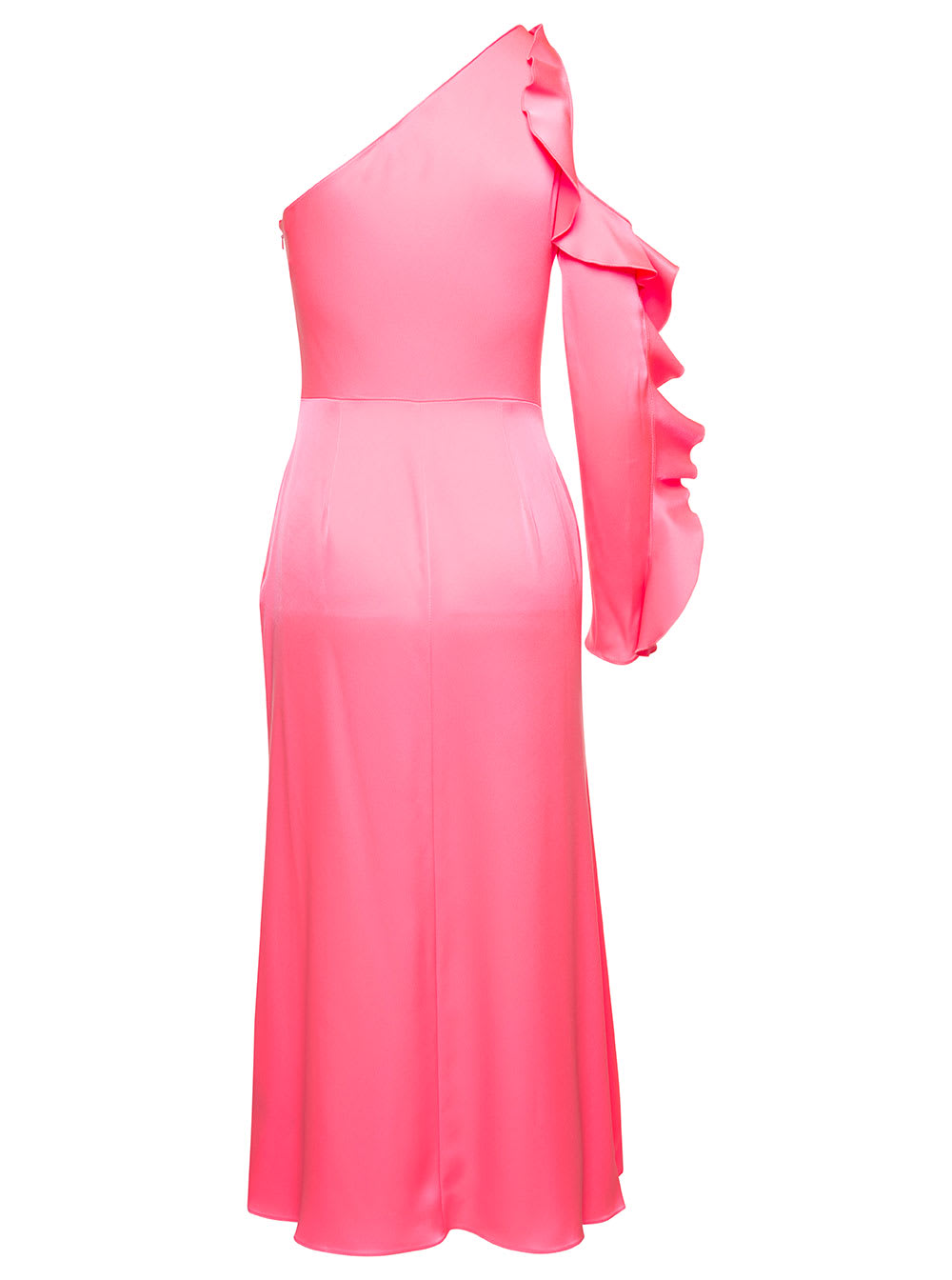 Shop David Koma Pink Monoshoulder Dress With Ruches Detailing In Acetate Woman