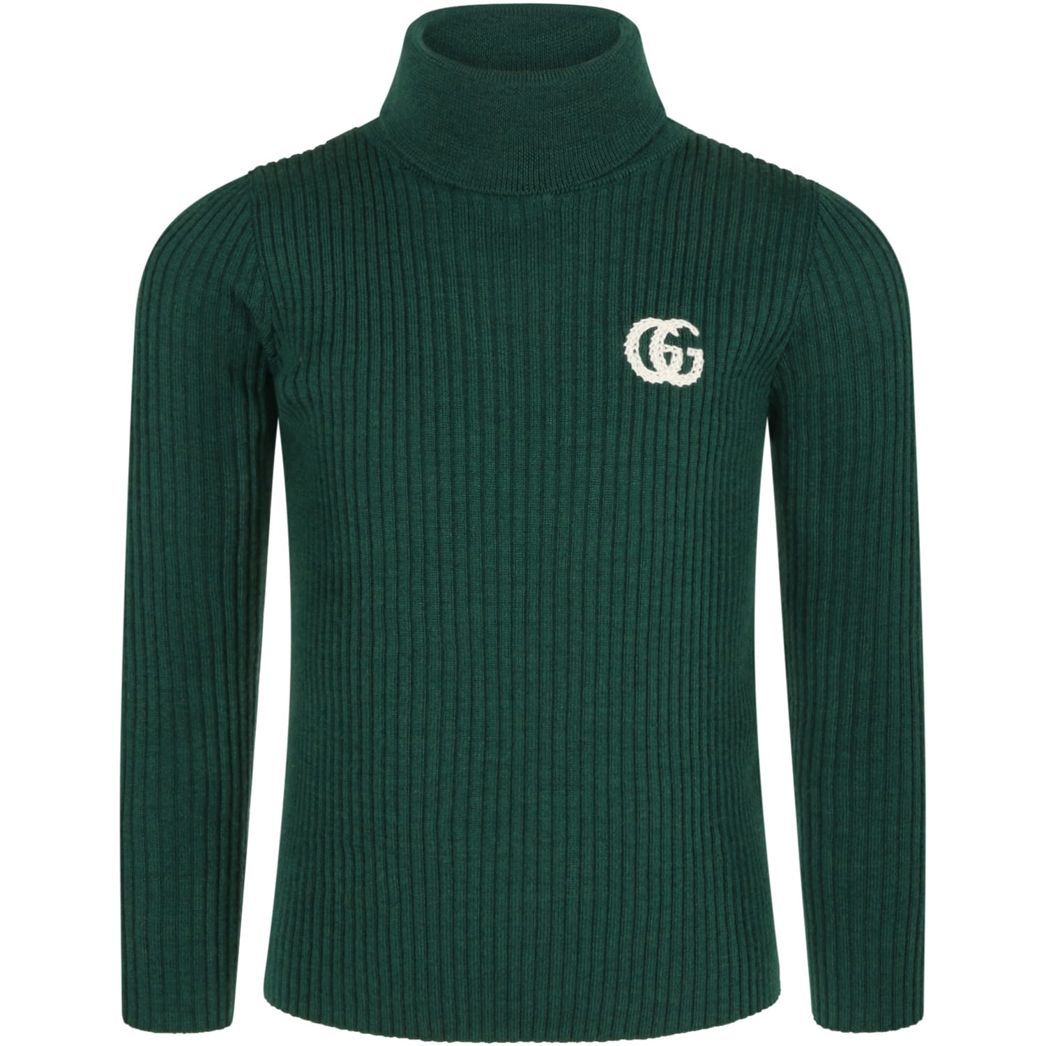 Gucci Green Turtleneck For Kids With Logo