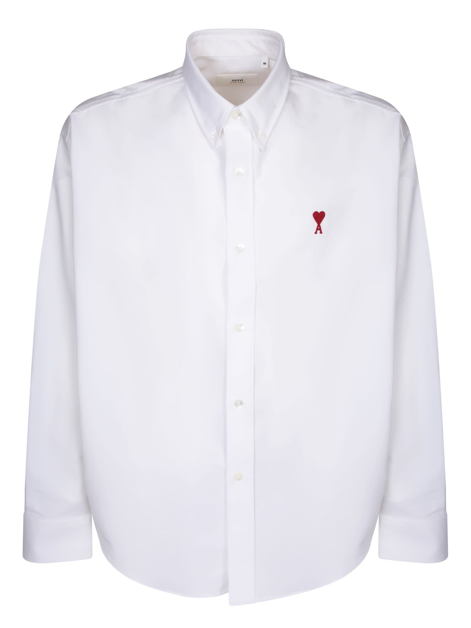 Shop Ami Alexandre Mattiussi Ami Paris White Shirt With Red Logo