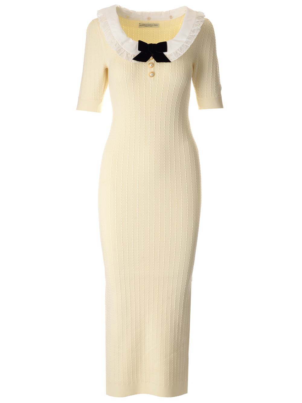 ALESSANDRA RICH LONG KNIT DRESS WITH COLLAR