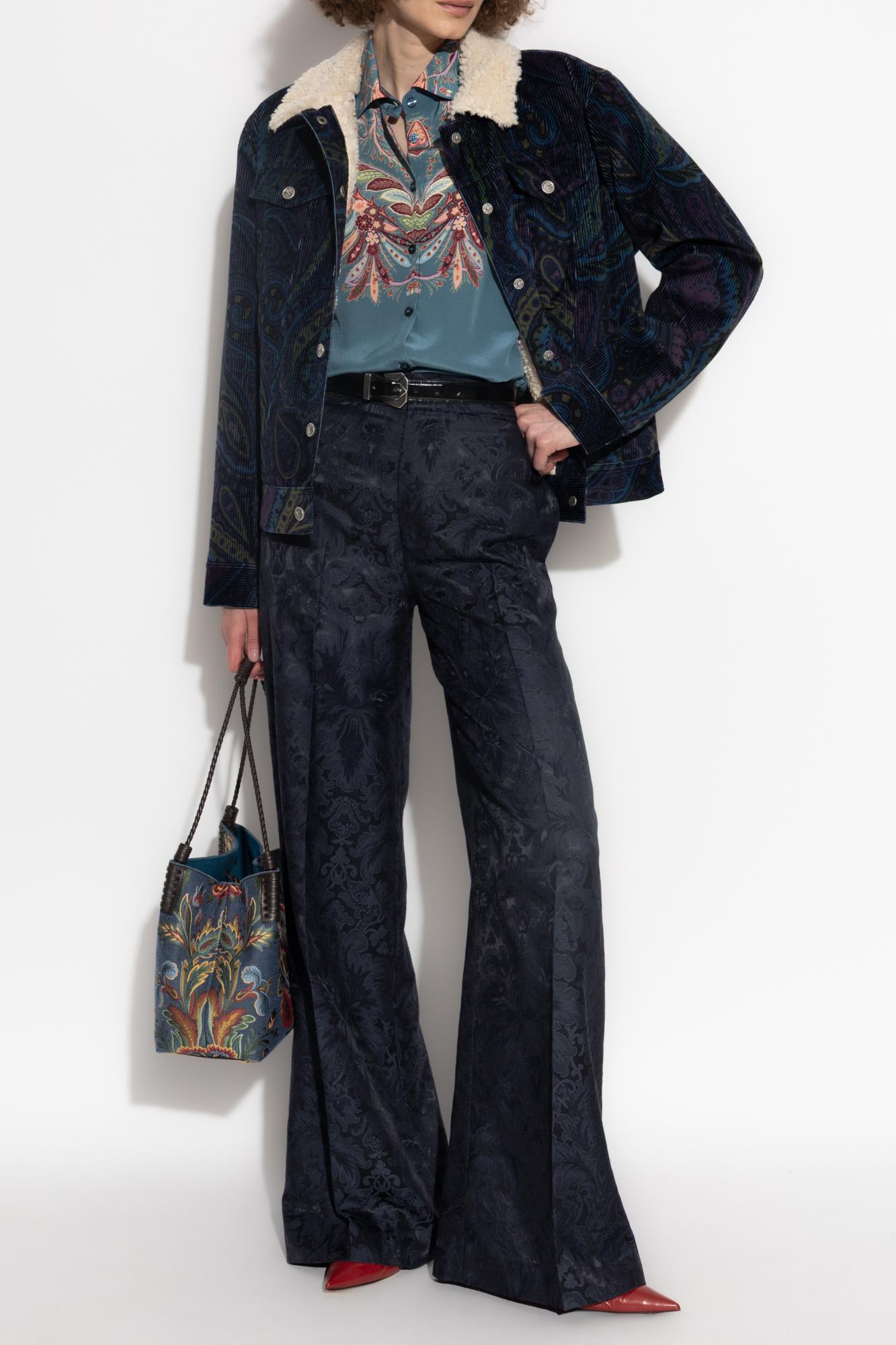 Etro Paisley-print Corduroy Jacket Giubbino In Blue