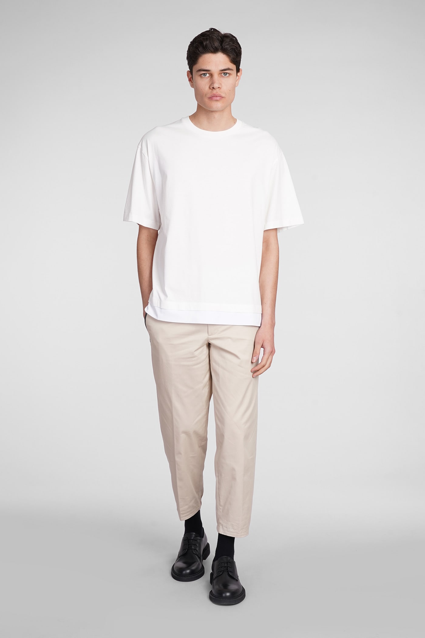 Neil Barrett Solid Color Slim Fit T-shirt With Eyelets Details In White
