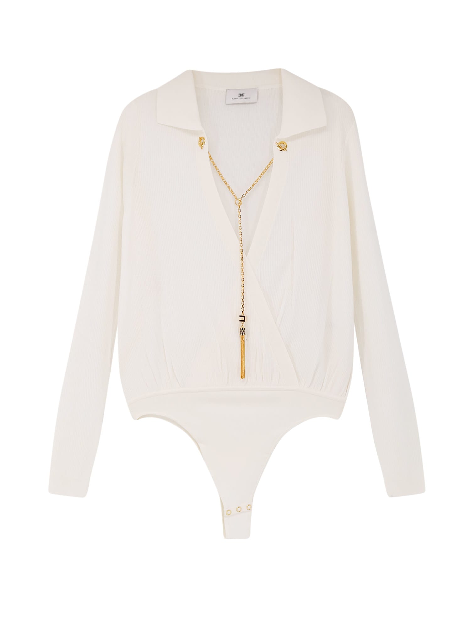 Elisabetta Franchi Chain-embellished Bodysuit In Neutral
