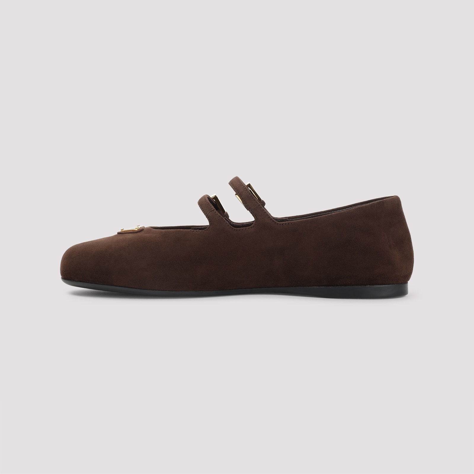 Prada Suede Ballerinas With Flat Sole And Round Toe In Burgundy