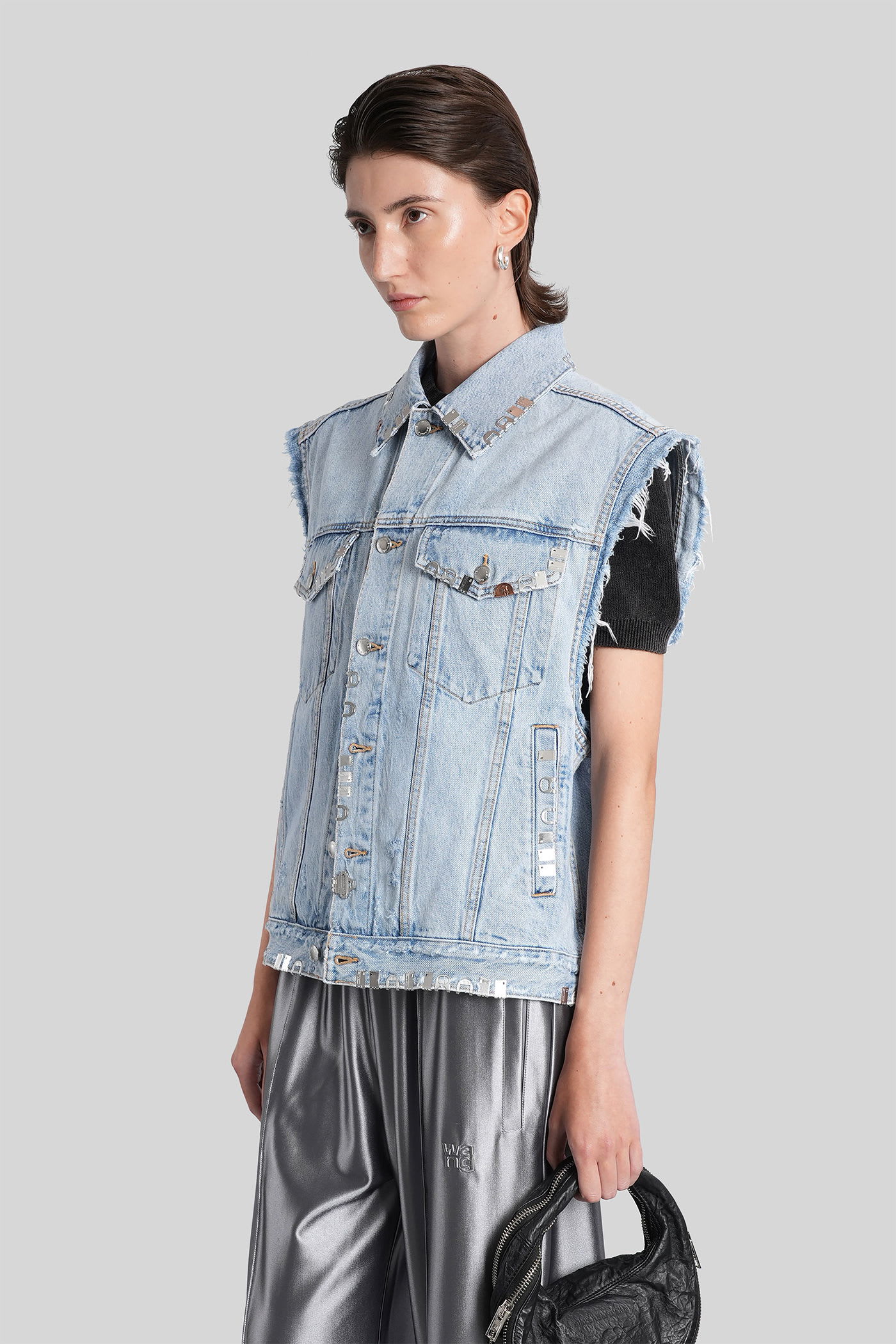 Alexander Wang Vest In Blue Cotton In Blue
