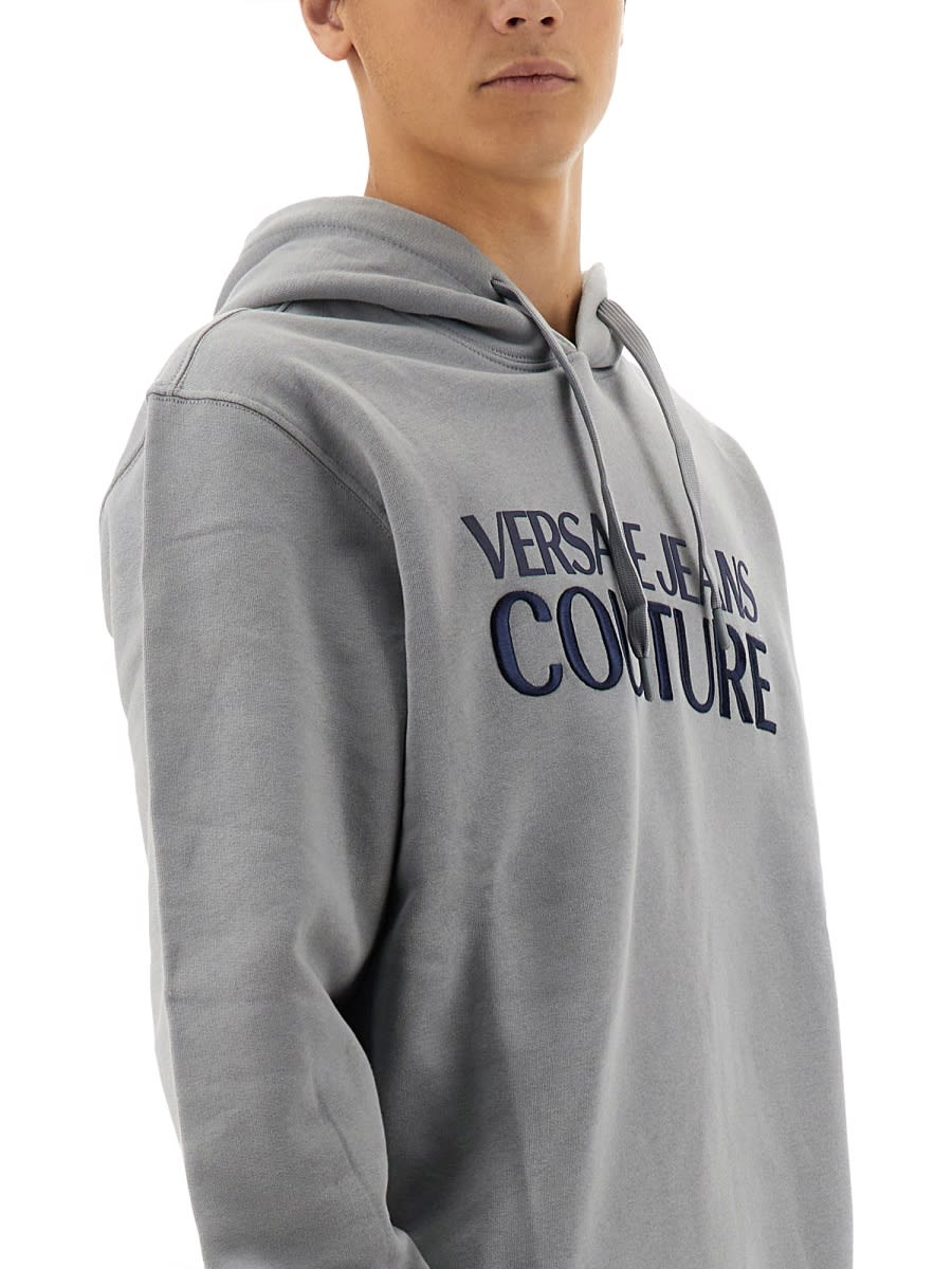 Shop Versace Jeans Couture Sweatshirt With Logo In Grey