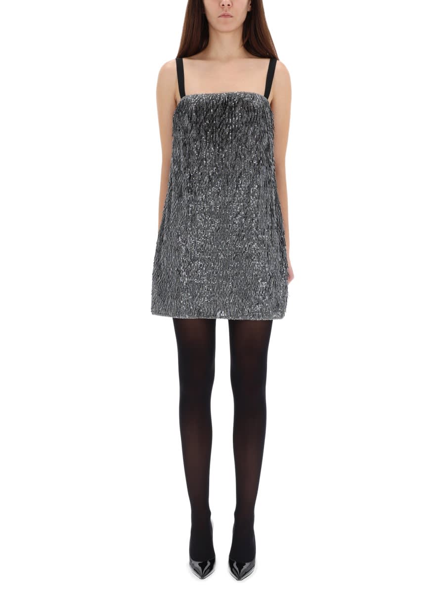Dolce & Gabbana Sequined Mini Dress In Silver