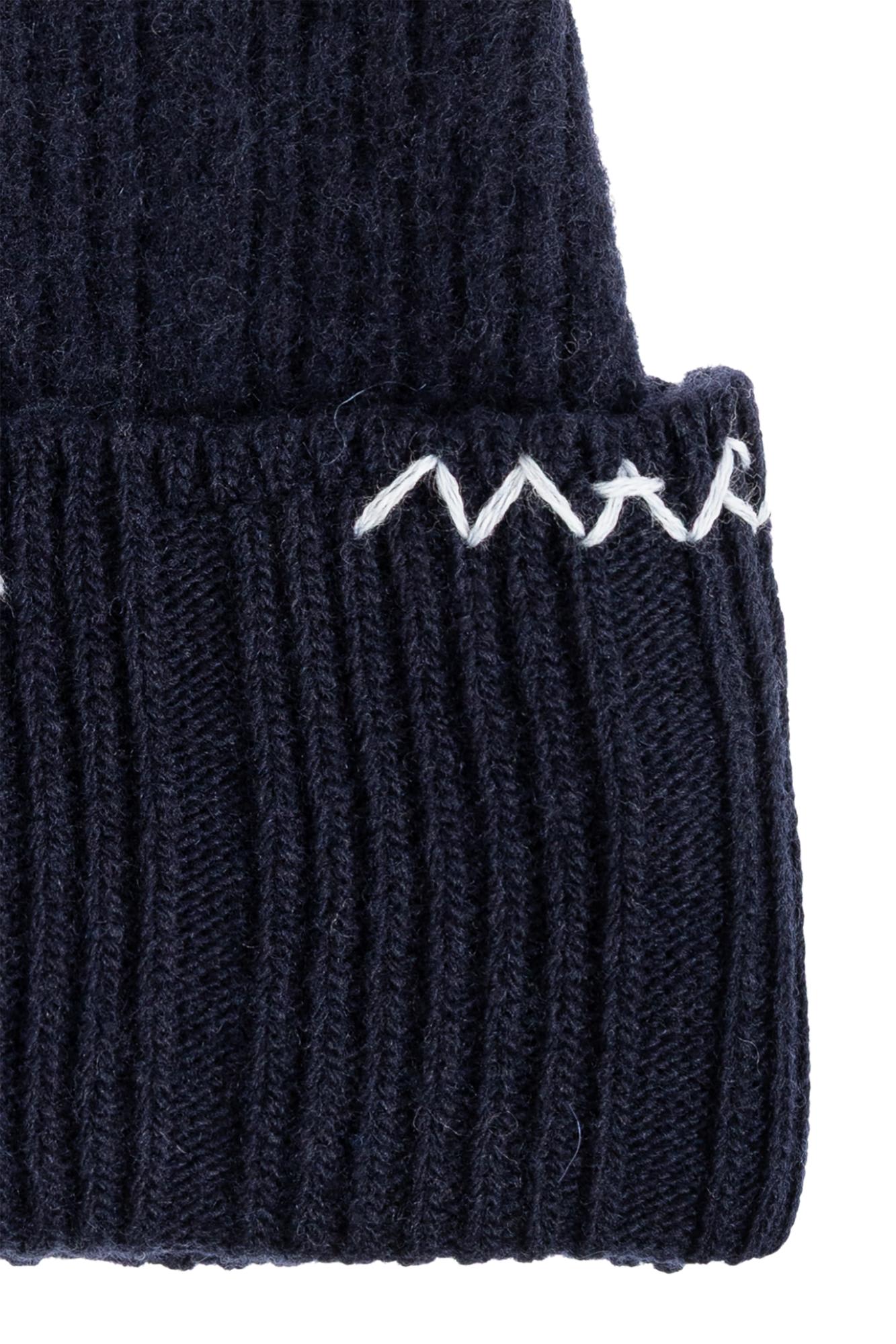Marni Wool Beanie With Stitching In Brown
