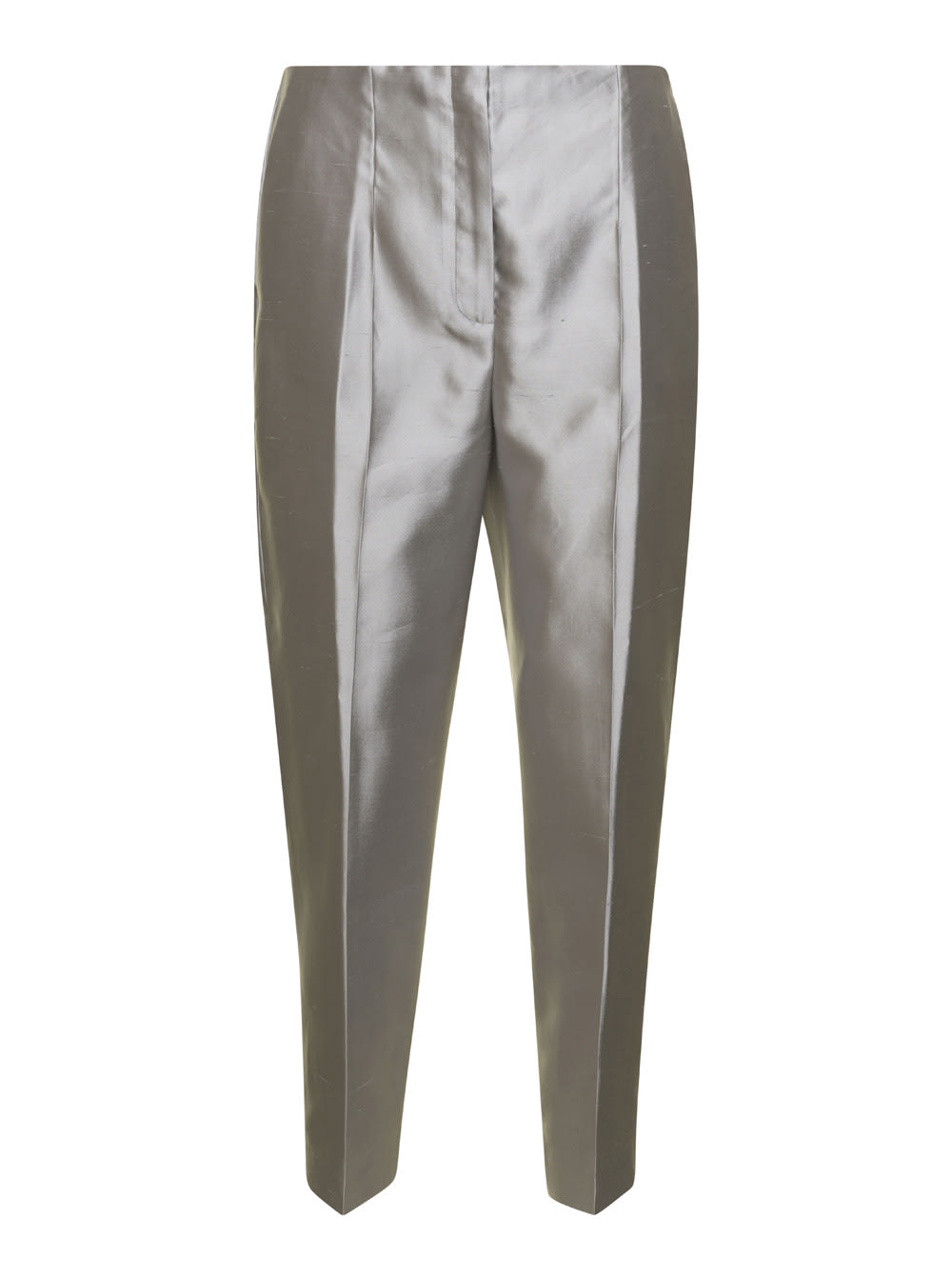 Shop Theory Grey Cigarette Pants In Silk Woman In Grigio