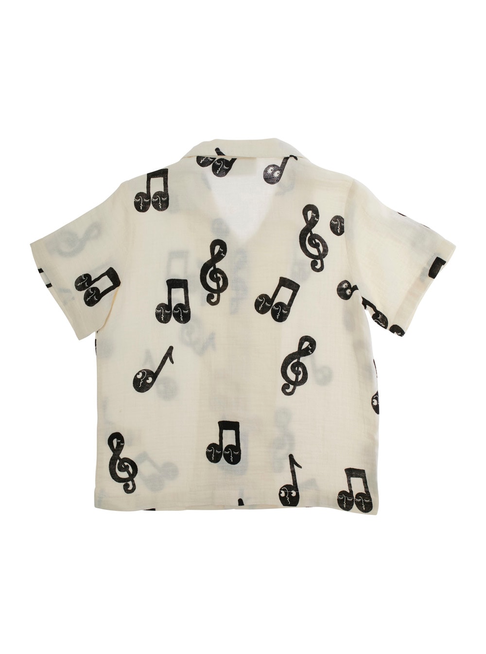 Mini Rodini White Shirt With All-over Musical Notes Print In Cotton Boy In White