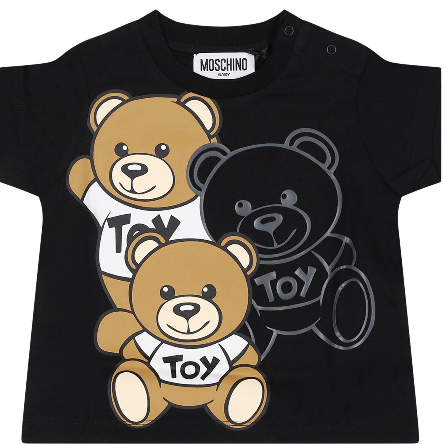 Shop Moschino Black T-shirt For Baby Boy With Teddy Bears